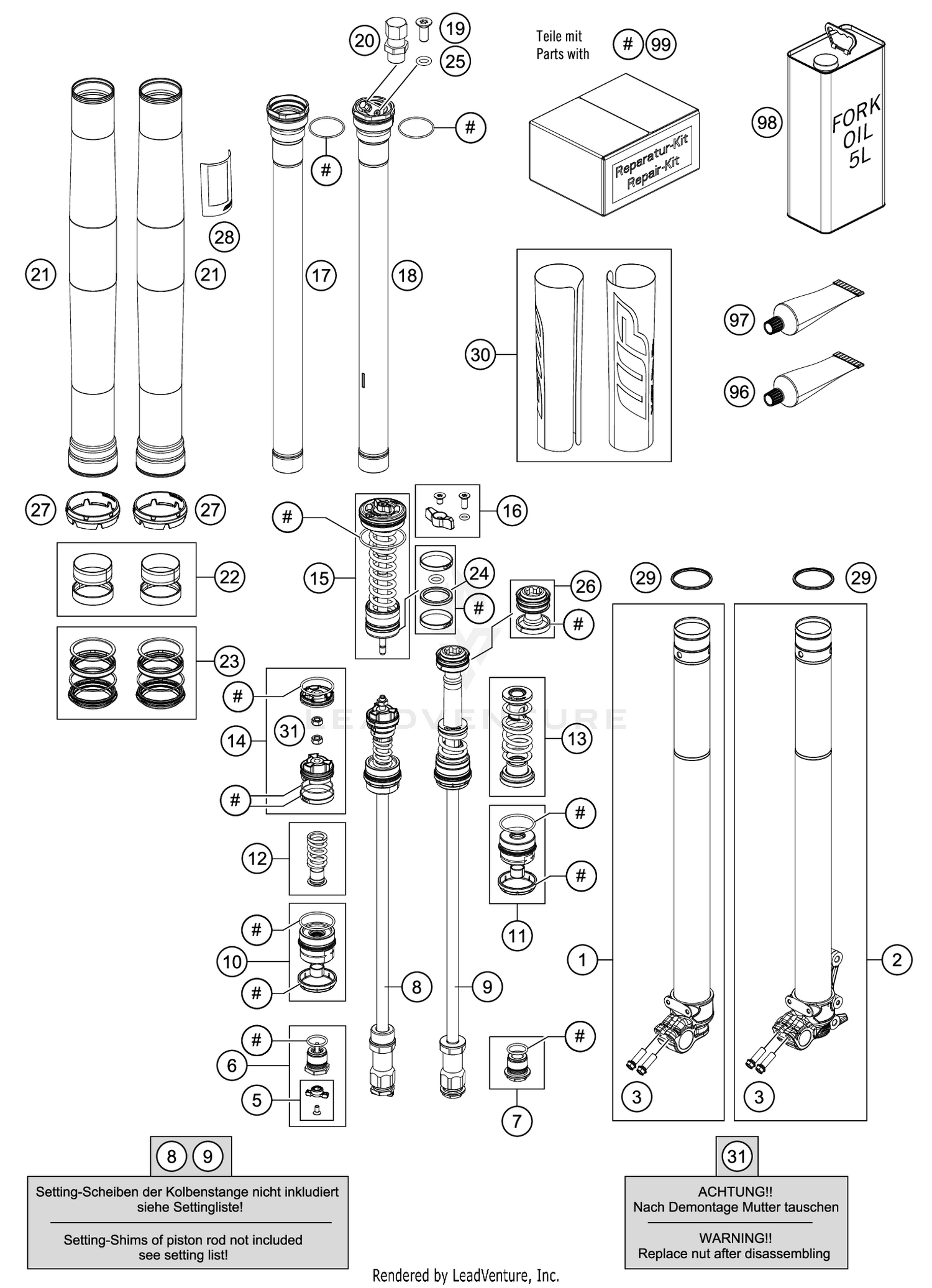 FRONT FORK DISASSEMBLED