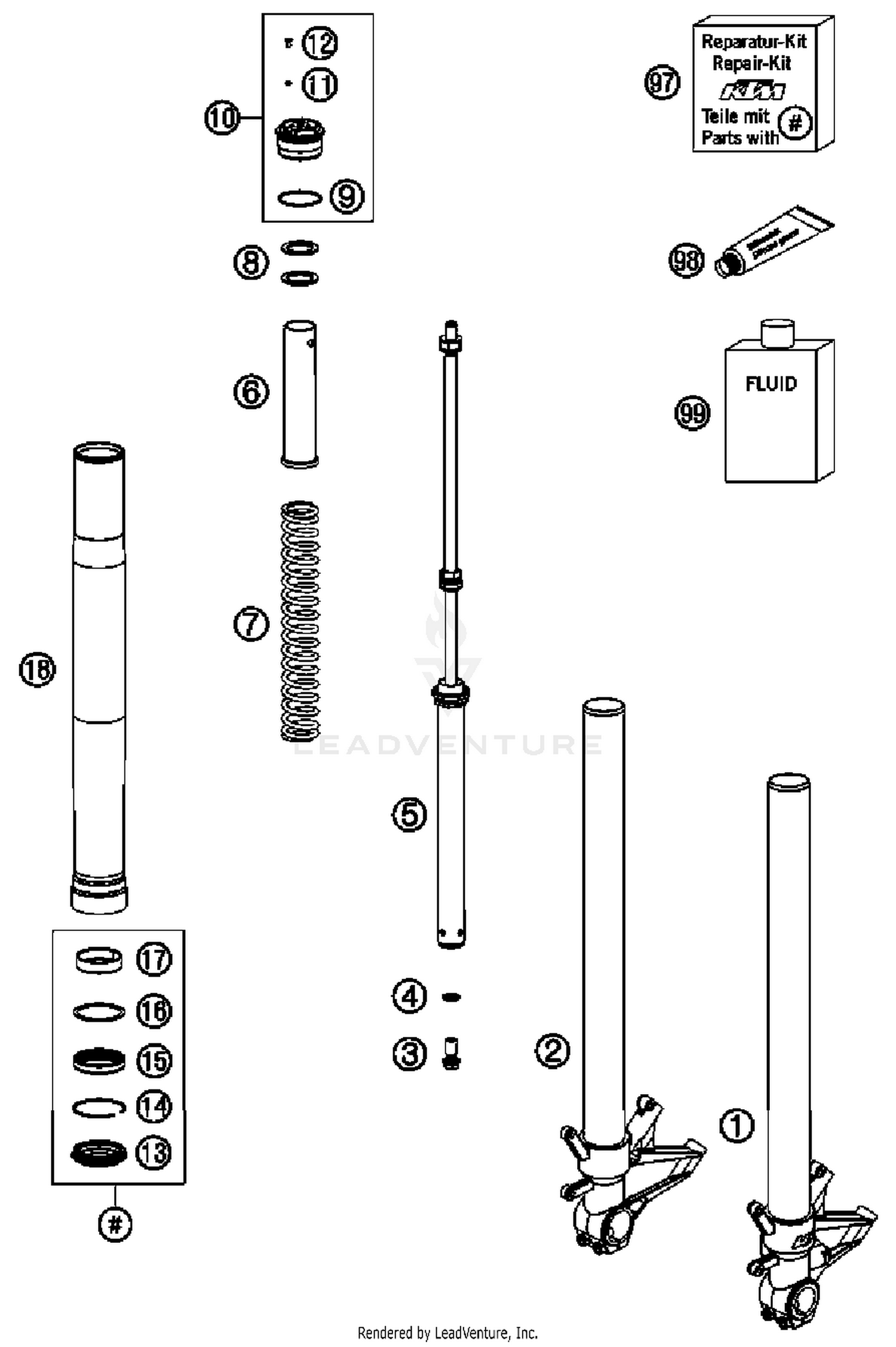 Front Fork, Disassembled
