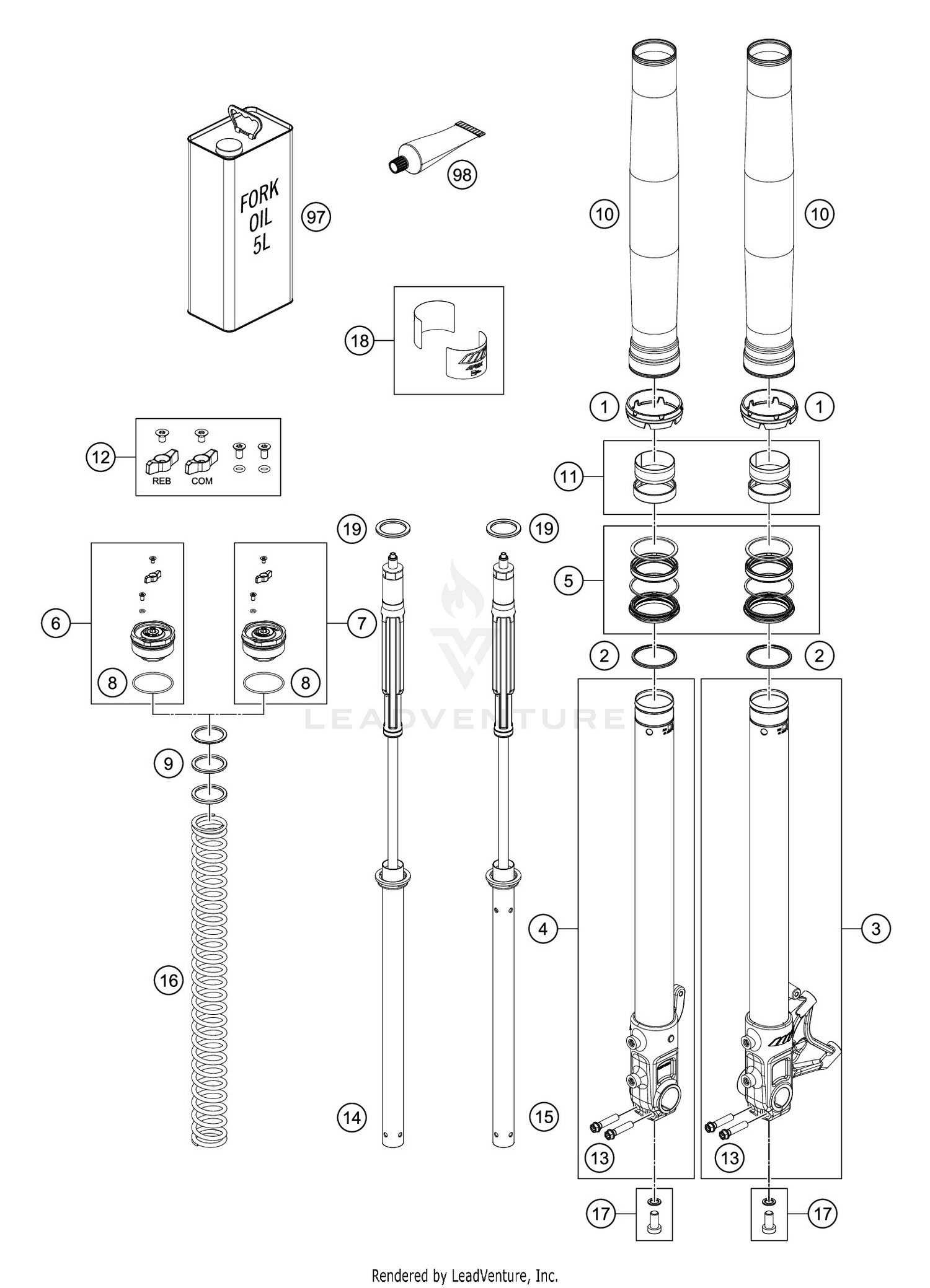FRONT FORK DISASSEMBLED