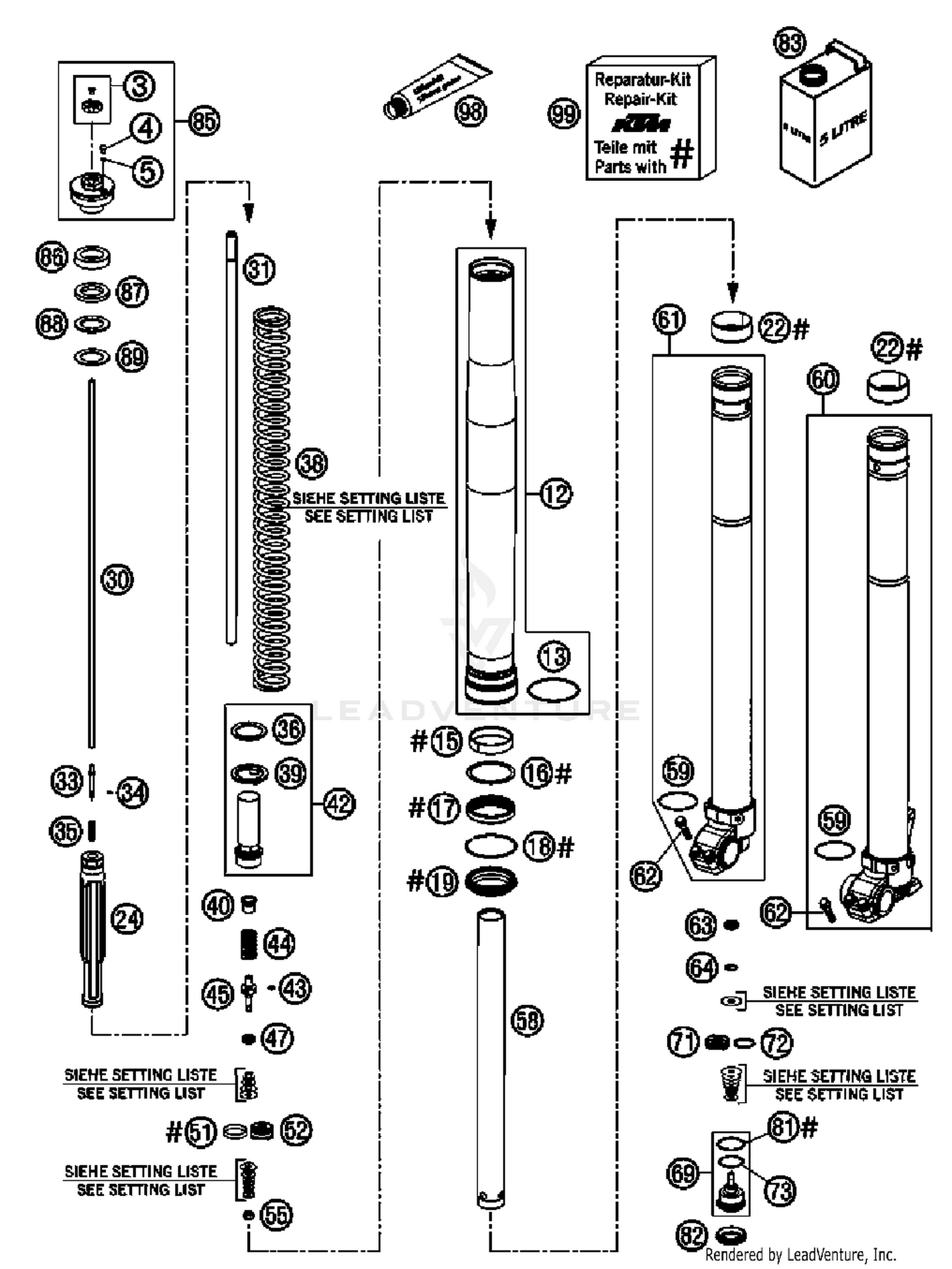 Front Fork, Disassembled