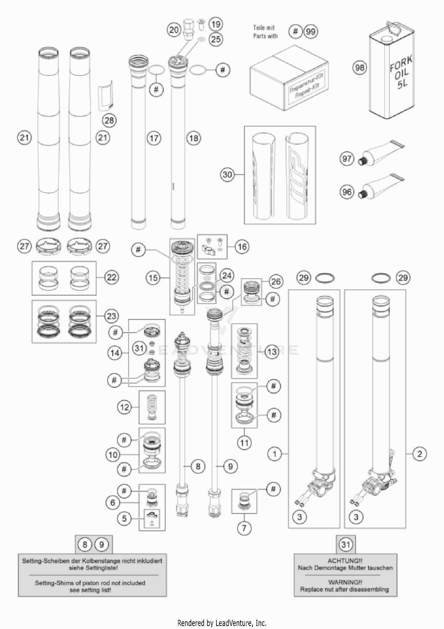 FRONT FORK DISASSEMBLED