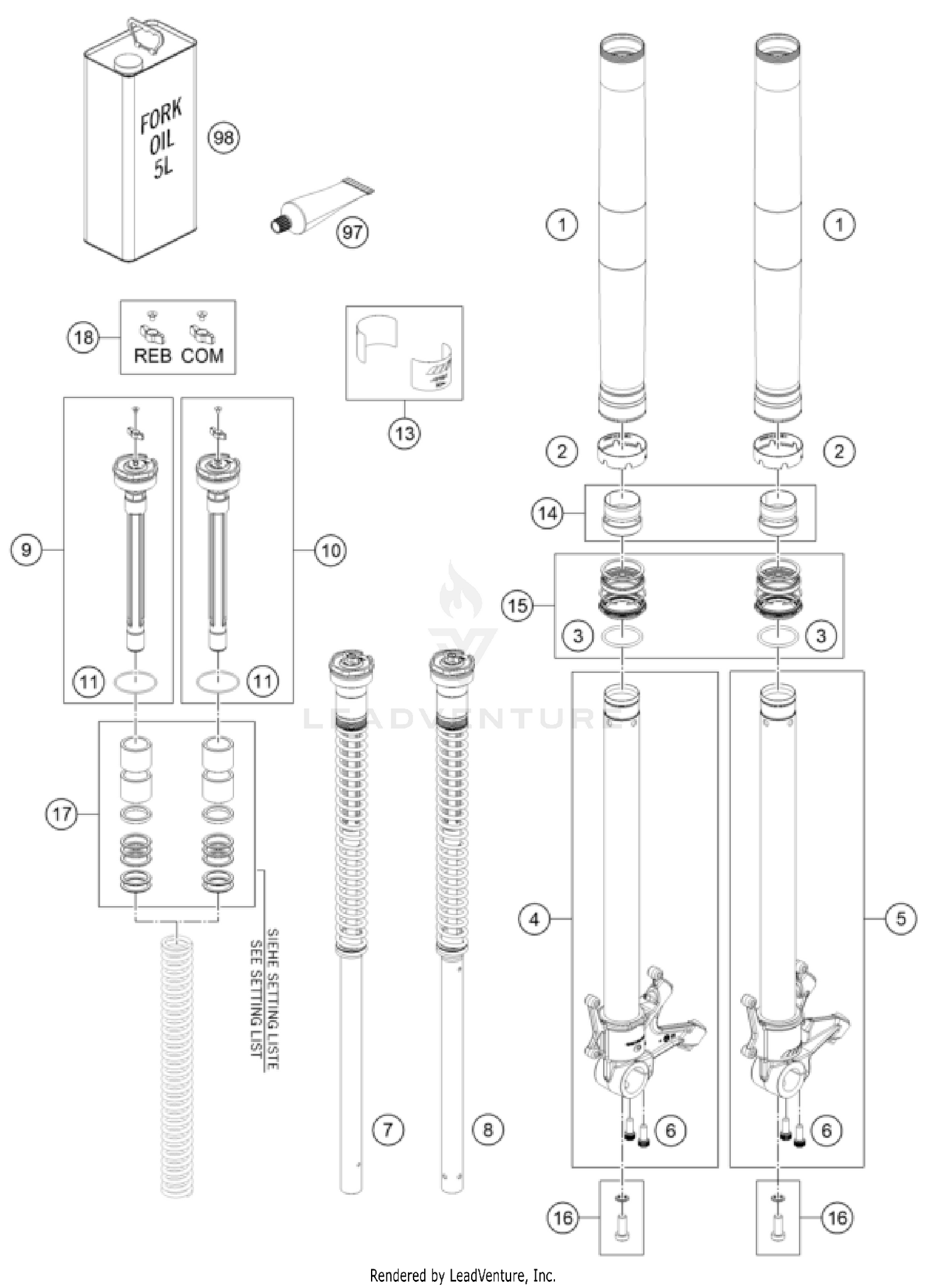 FRONT FORK DISASSEMBLED