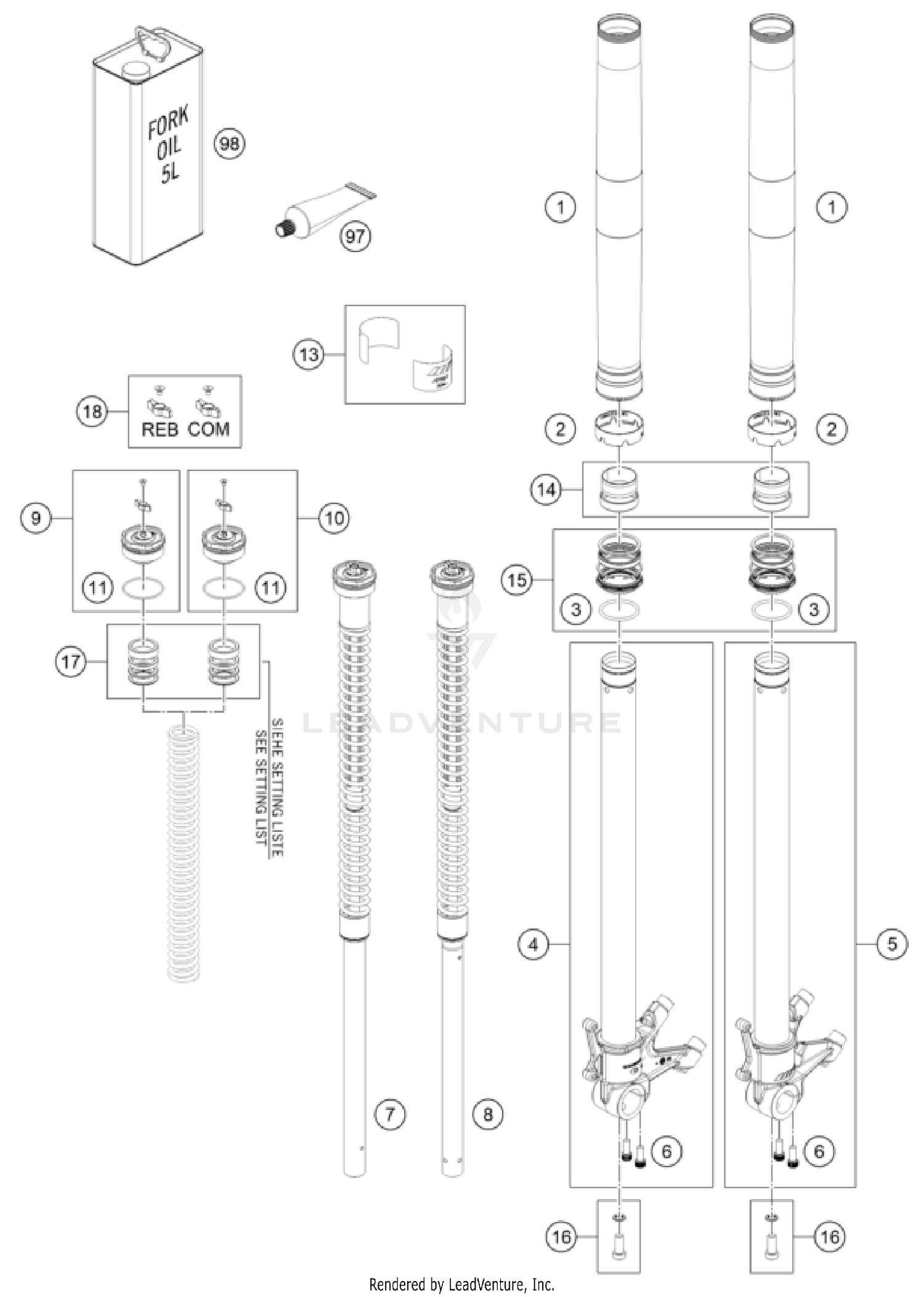 FRONT FORK DISASSEMBLED