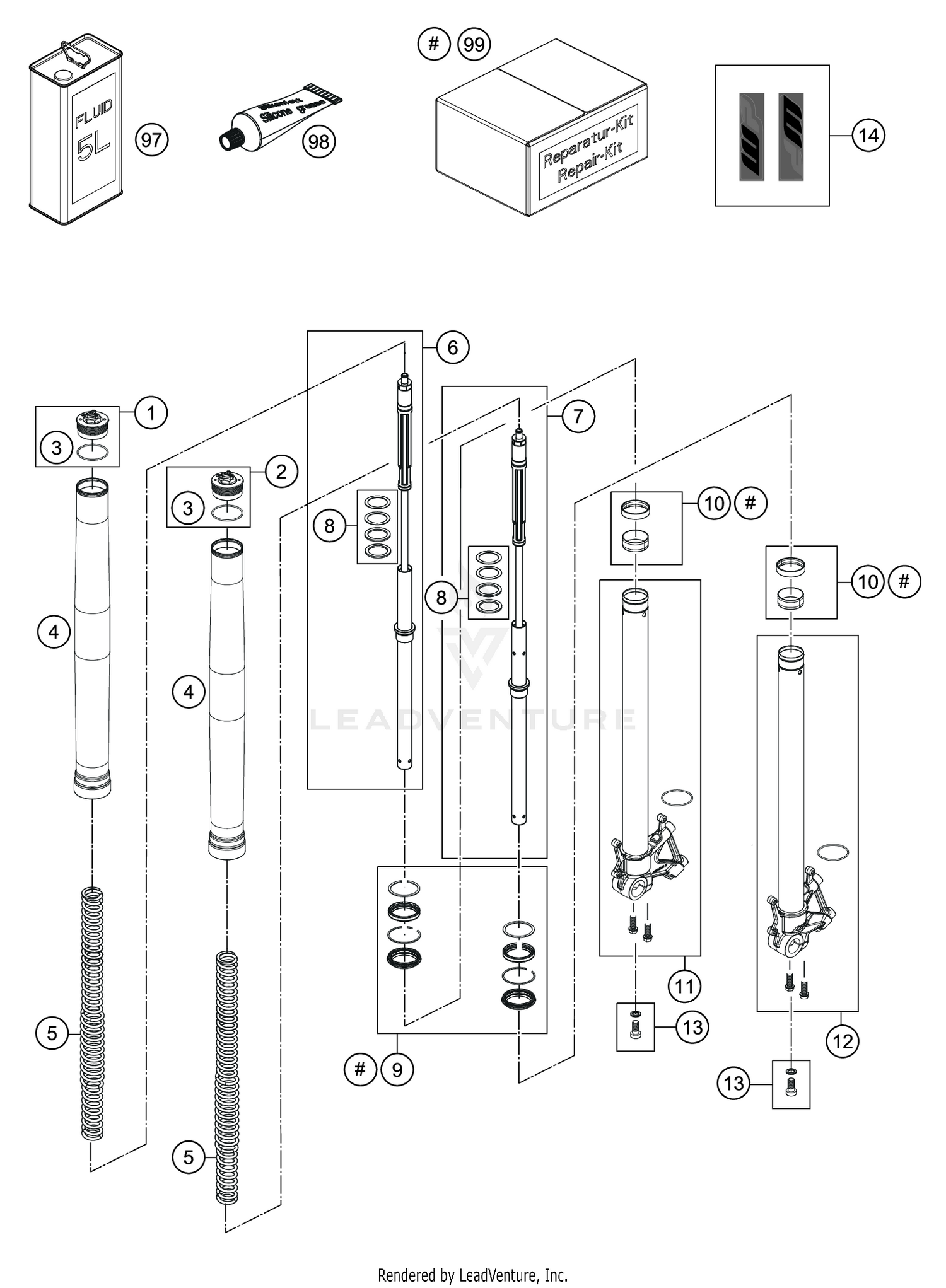 FRONT FORK DISASSEMBLED