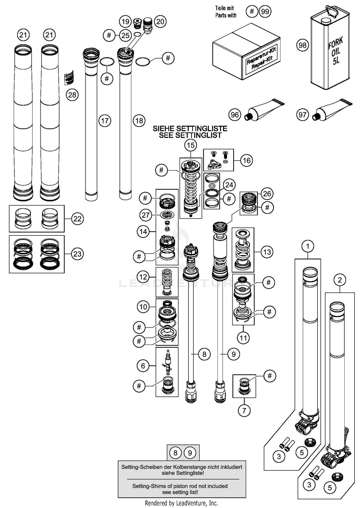 FRONT FORK DISASSEMBLED