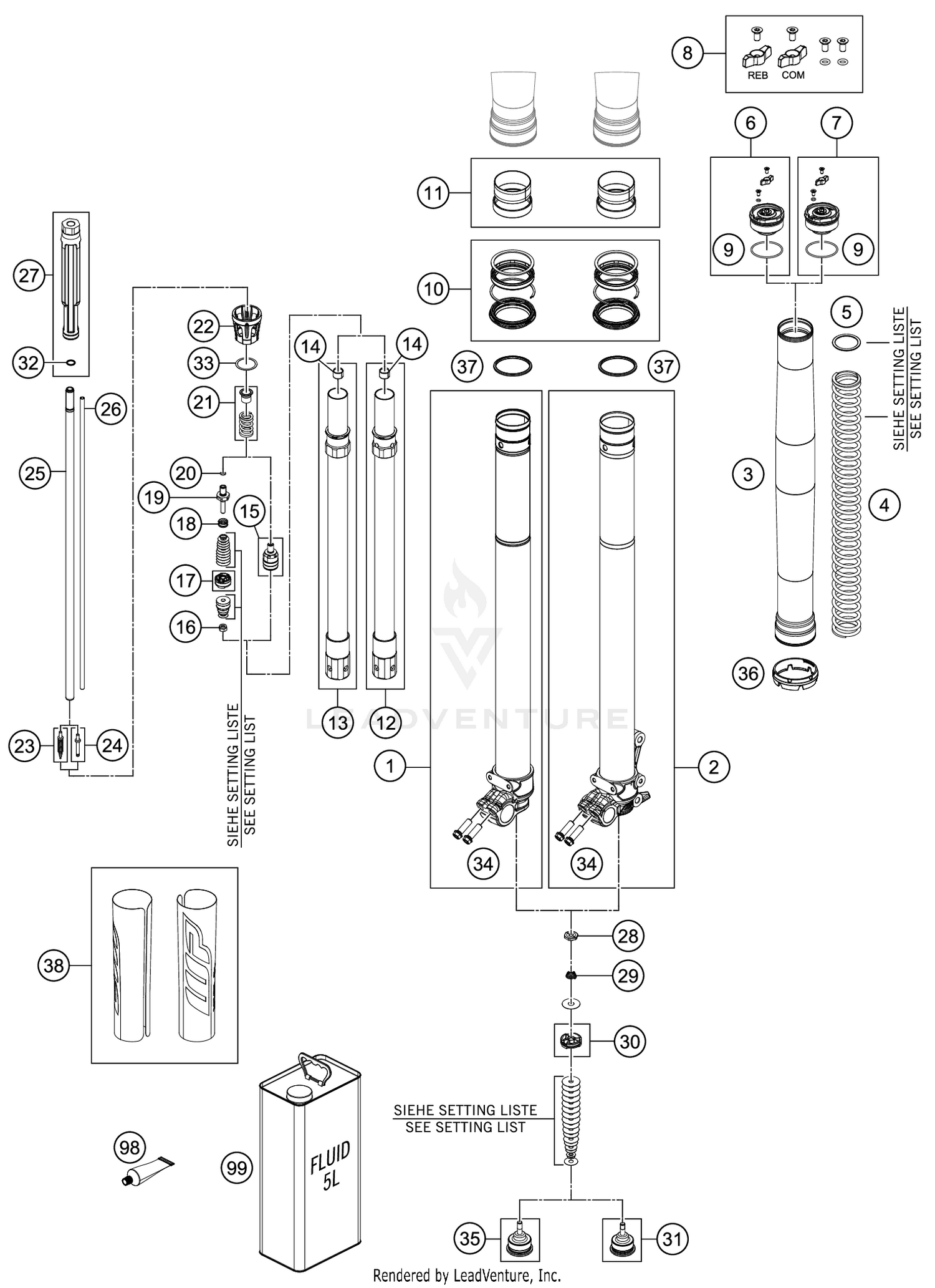 FRONT FORK DISASSEMBLED