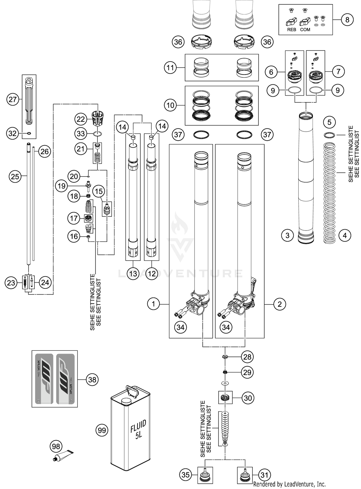 FRONT FORK DISASSEMBLED