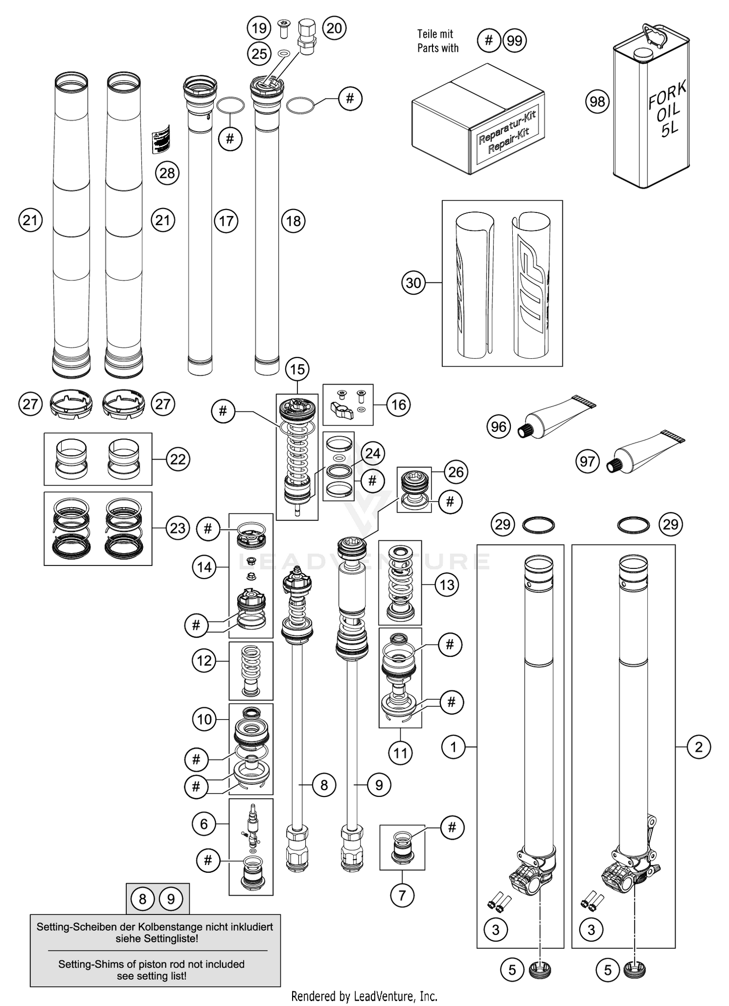 FRONT FORK DISASSEMBLED