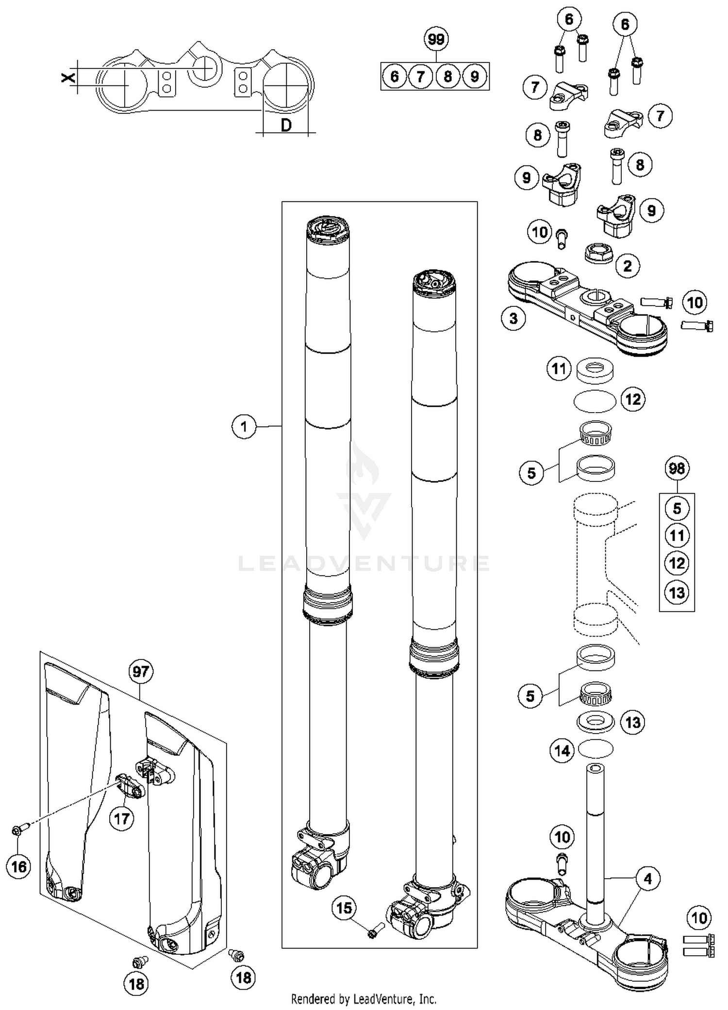 Front Fork, Triple Clamp