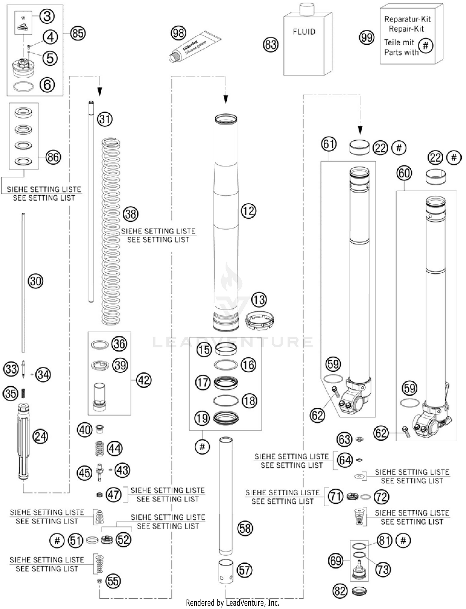 Front Fork, Disassembled