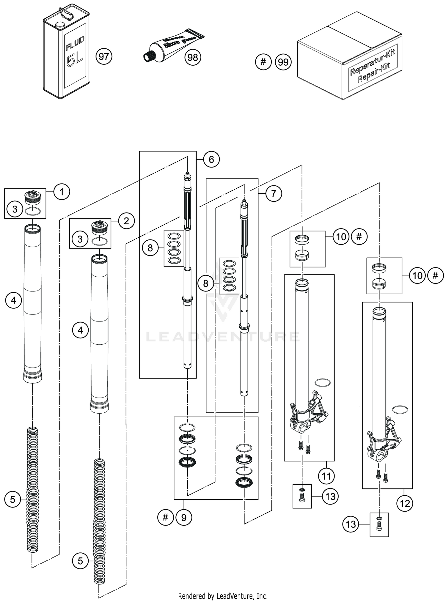 FRONT FORK DISASSEMBLED
