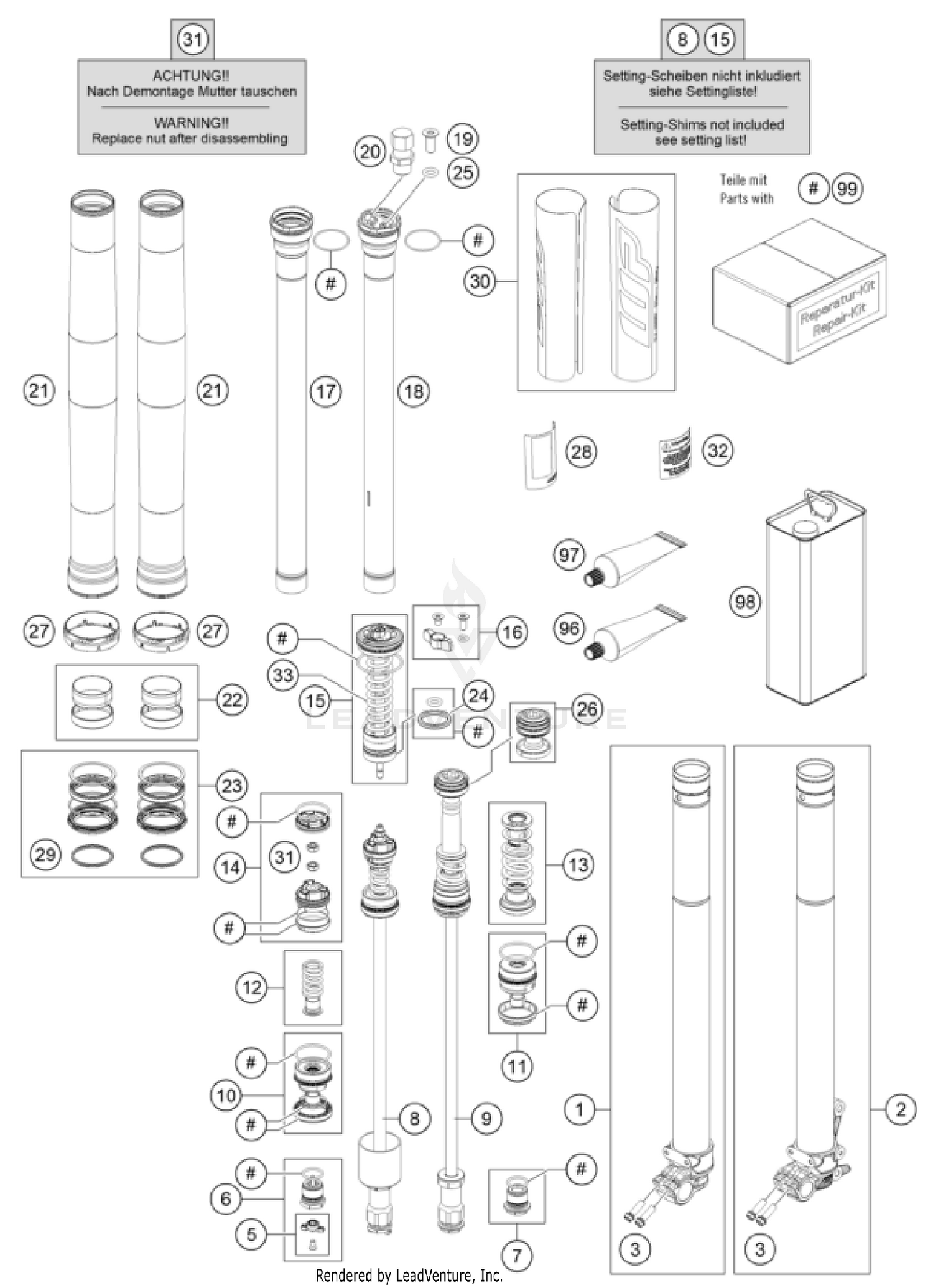 FRONT FORK DISASSEMBLED