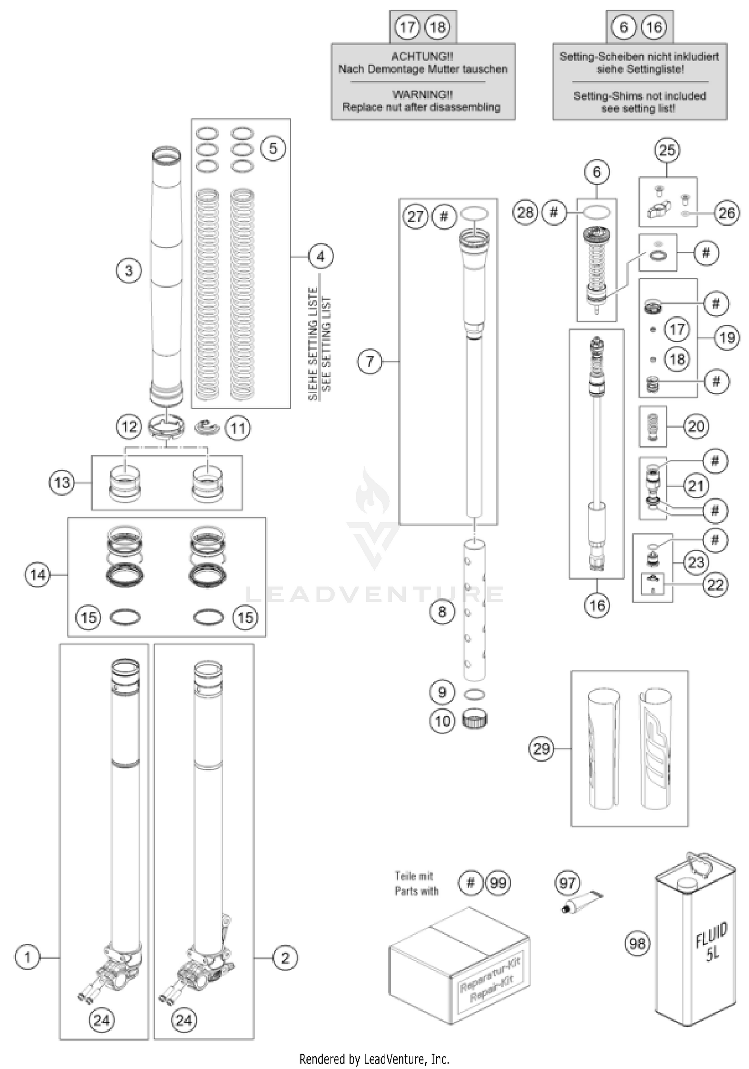 FRONT FORK DISASSEMBLED
