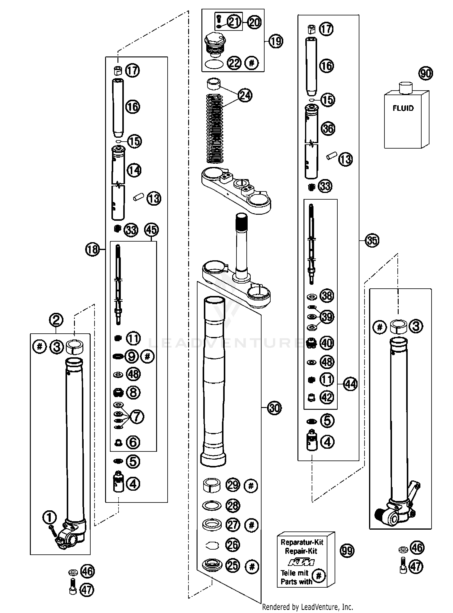 Front Fork, Disassembled