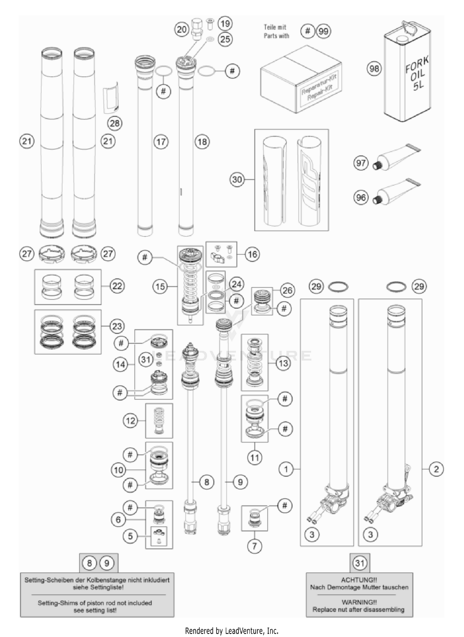 FRONT FORK DISASSEMBLED