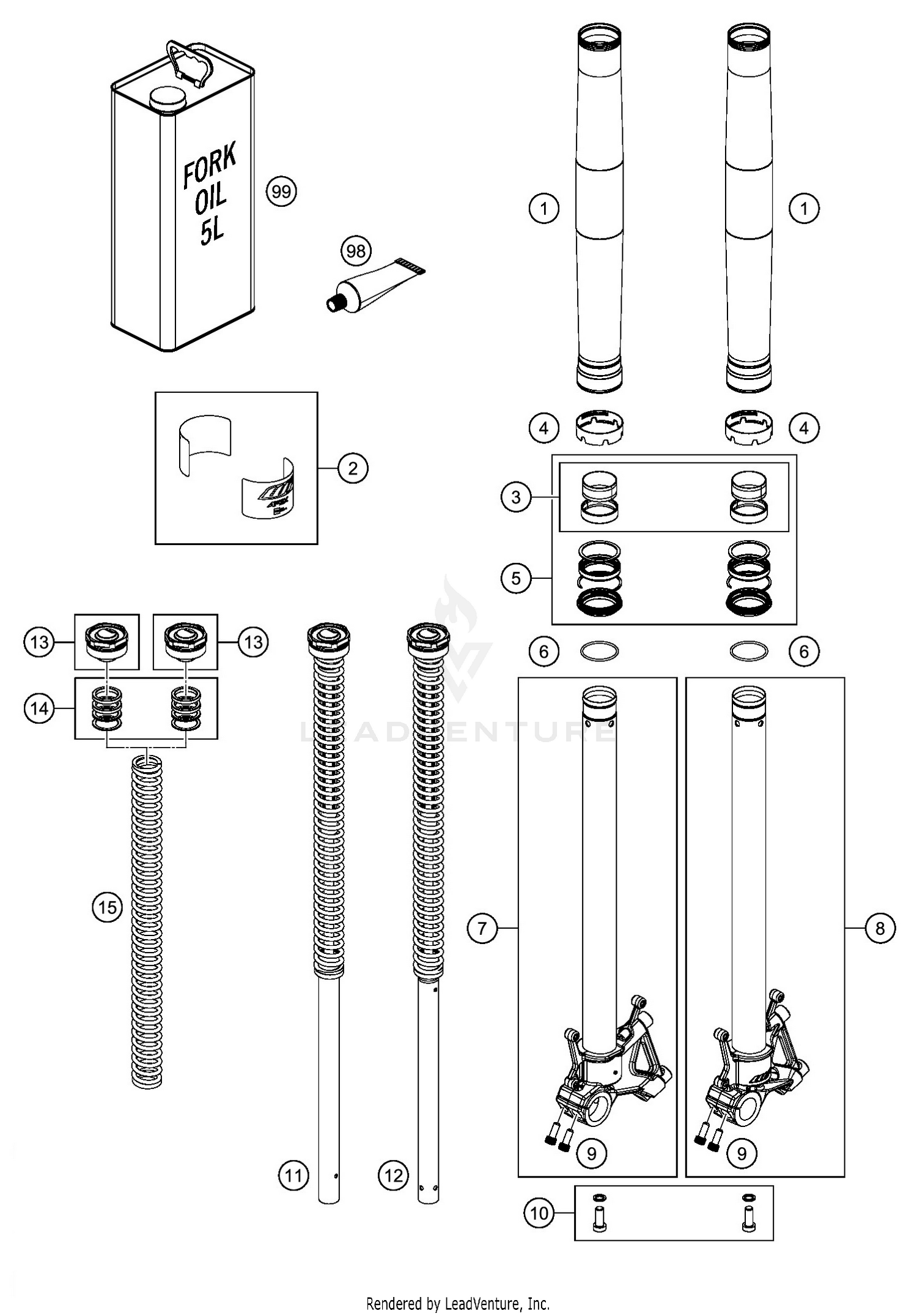 FRONT FORK DISASSEMBLED