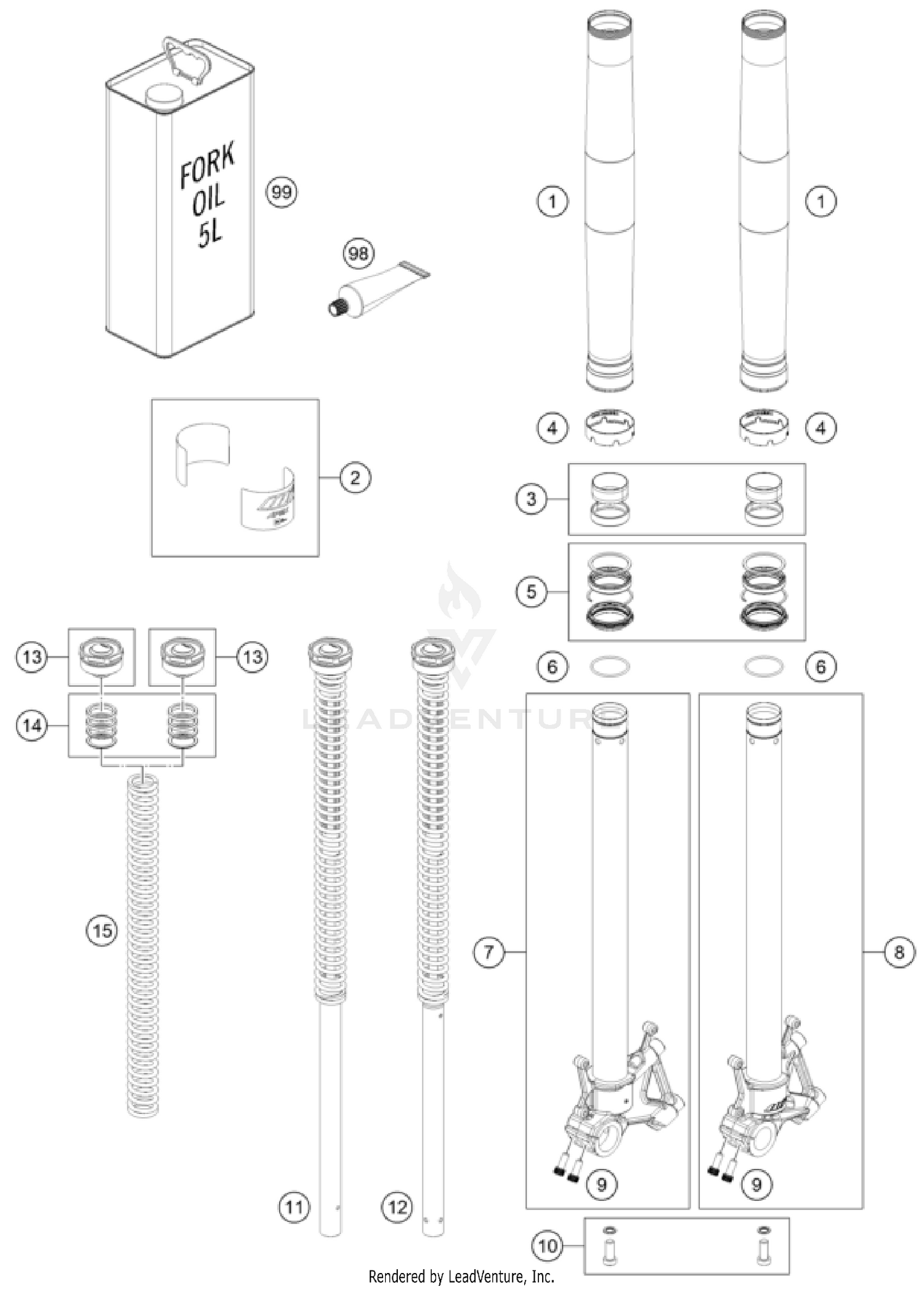 FRONT FORK DISASSEMBLED