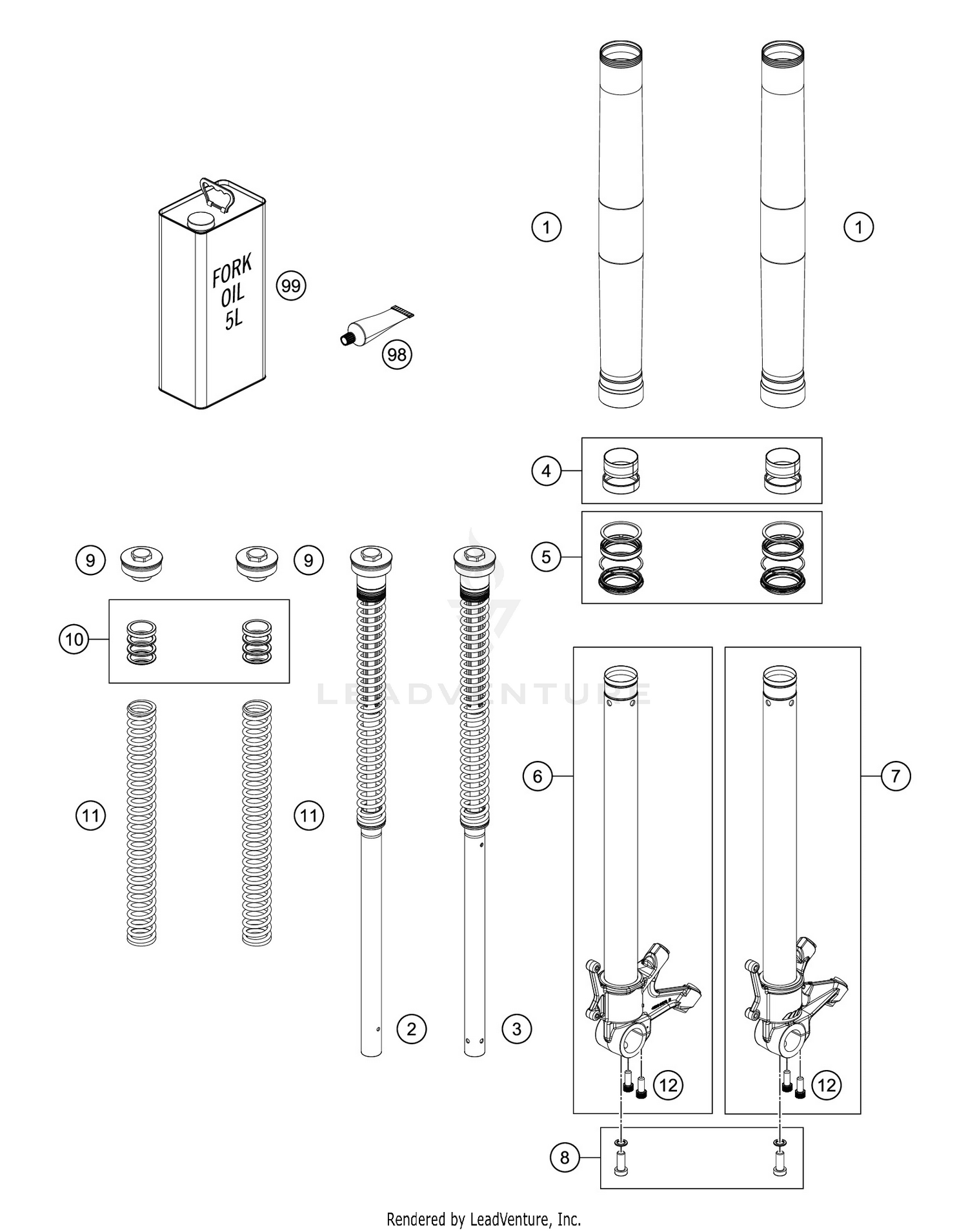 FRONT FORK DISASSEMBLED