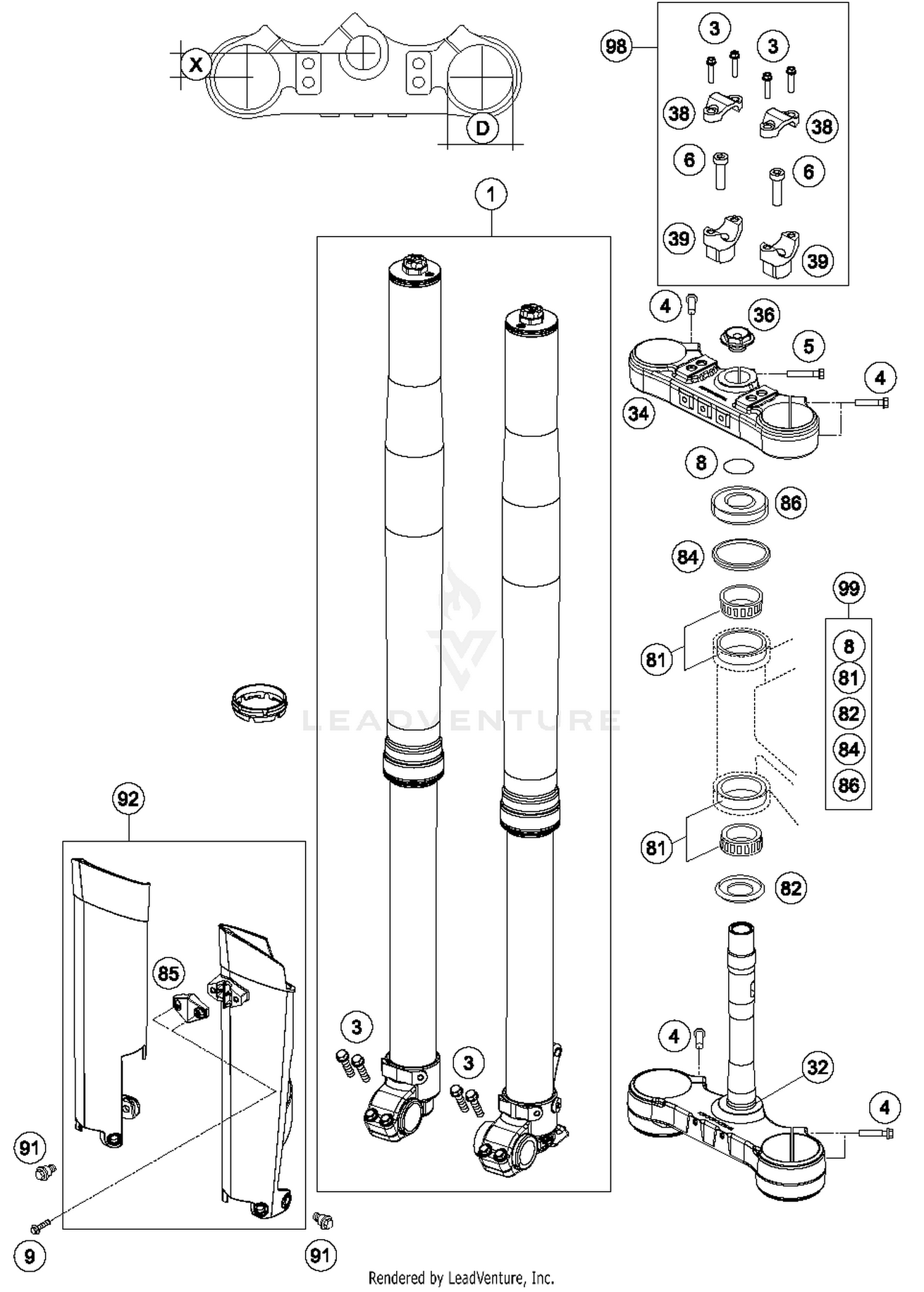 Front Fork, Triple Clamp