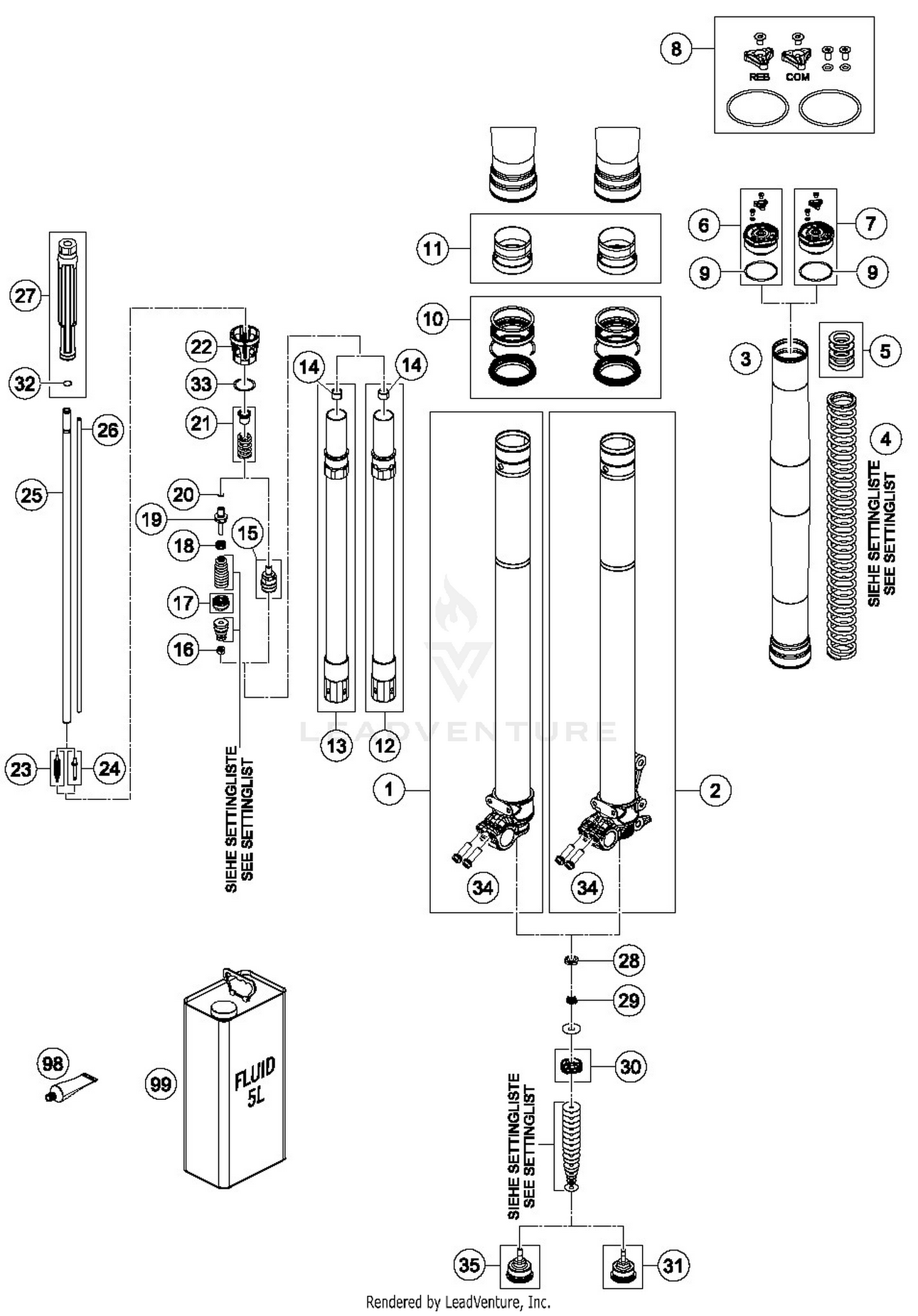 FRONT FORK DISASSEMBLED
