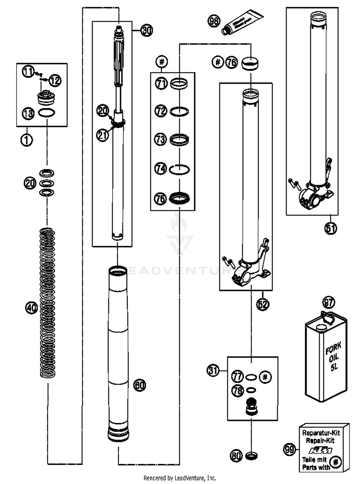Front Fork, Disassembled