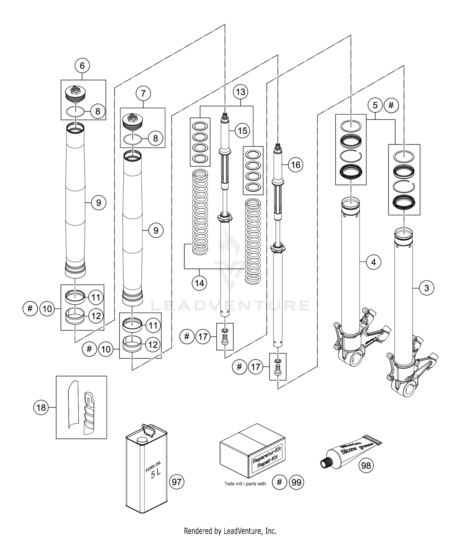 FRONT FORK DISASSEMBLED
