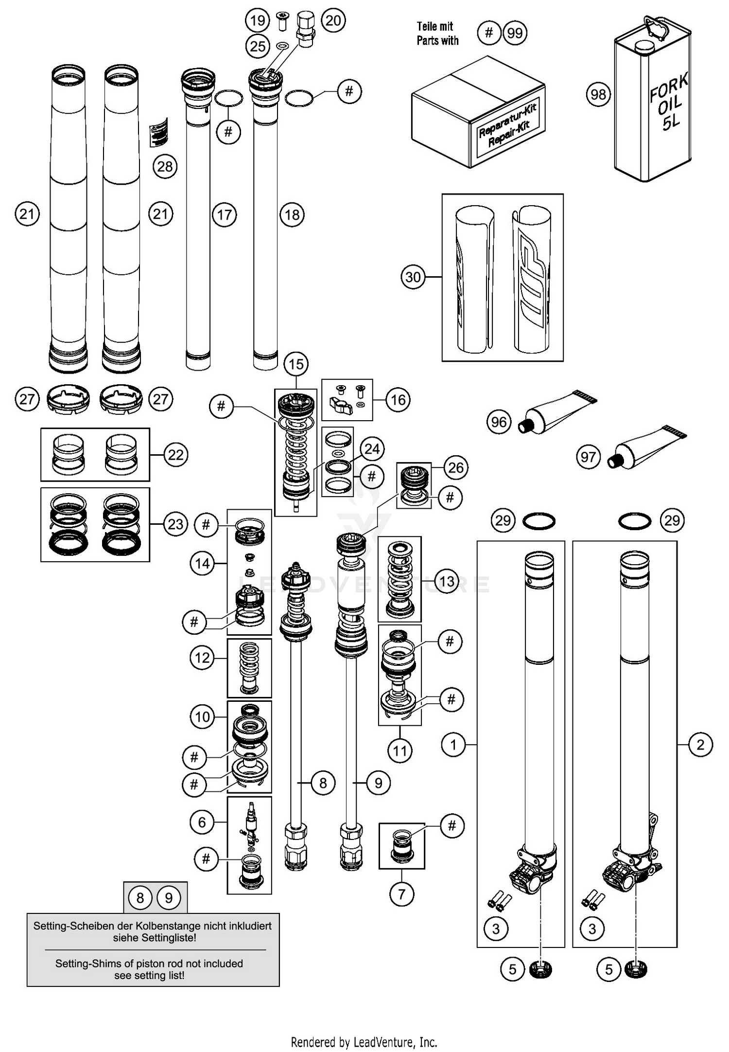 FRONT FORK DISASSEMBLED