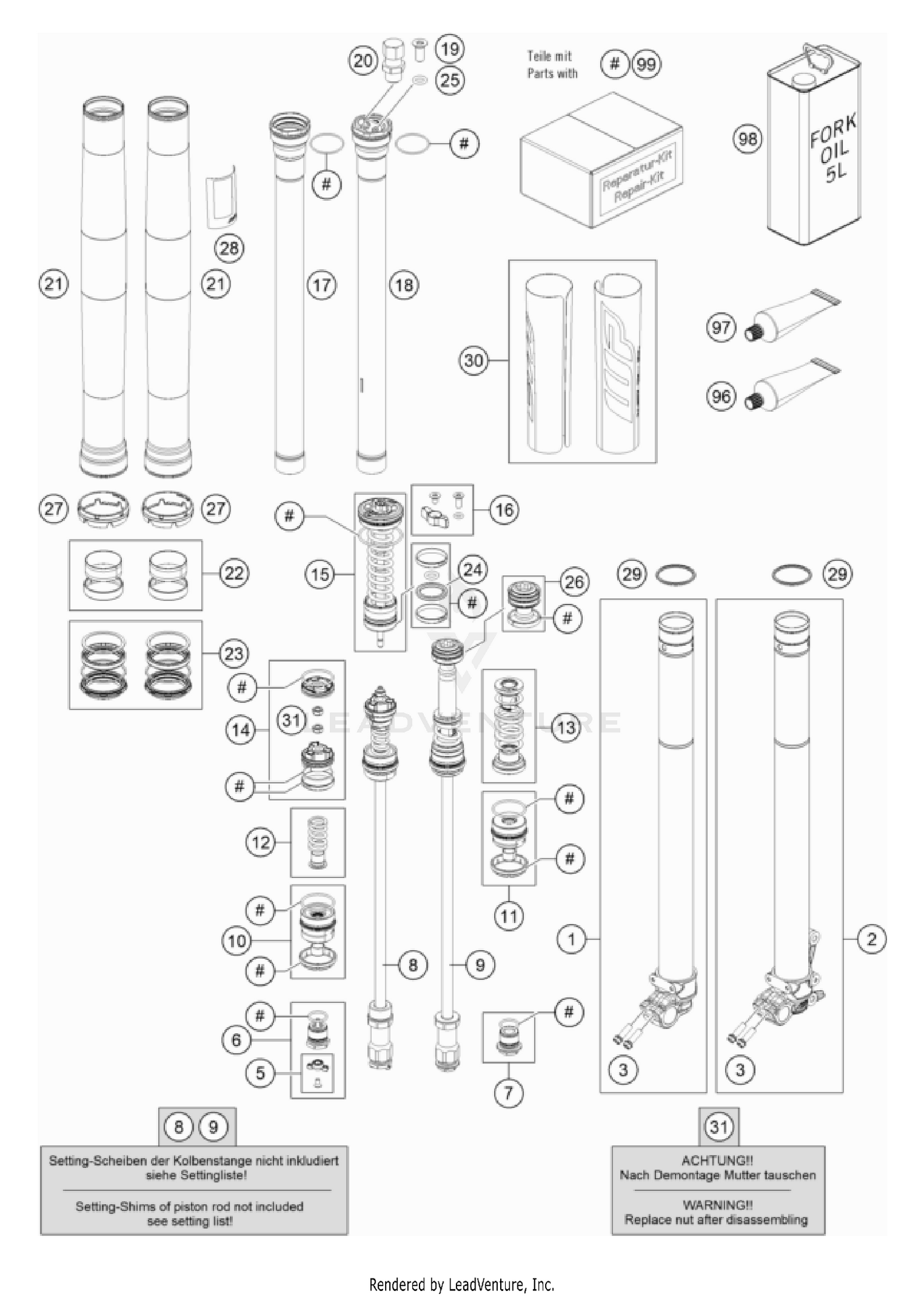 FRONT FORK DISASSEMBLED