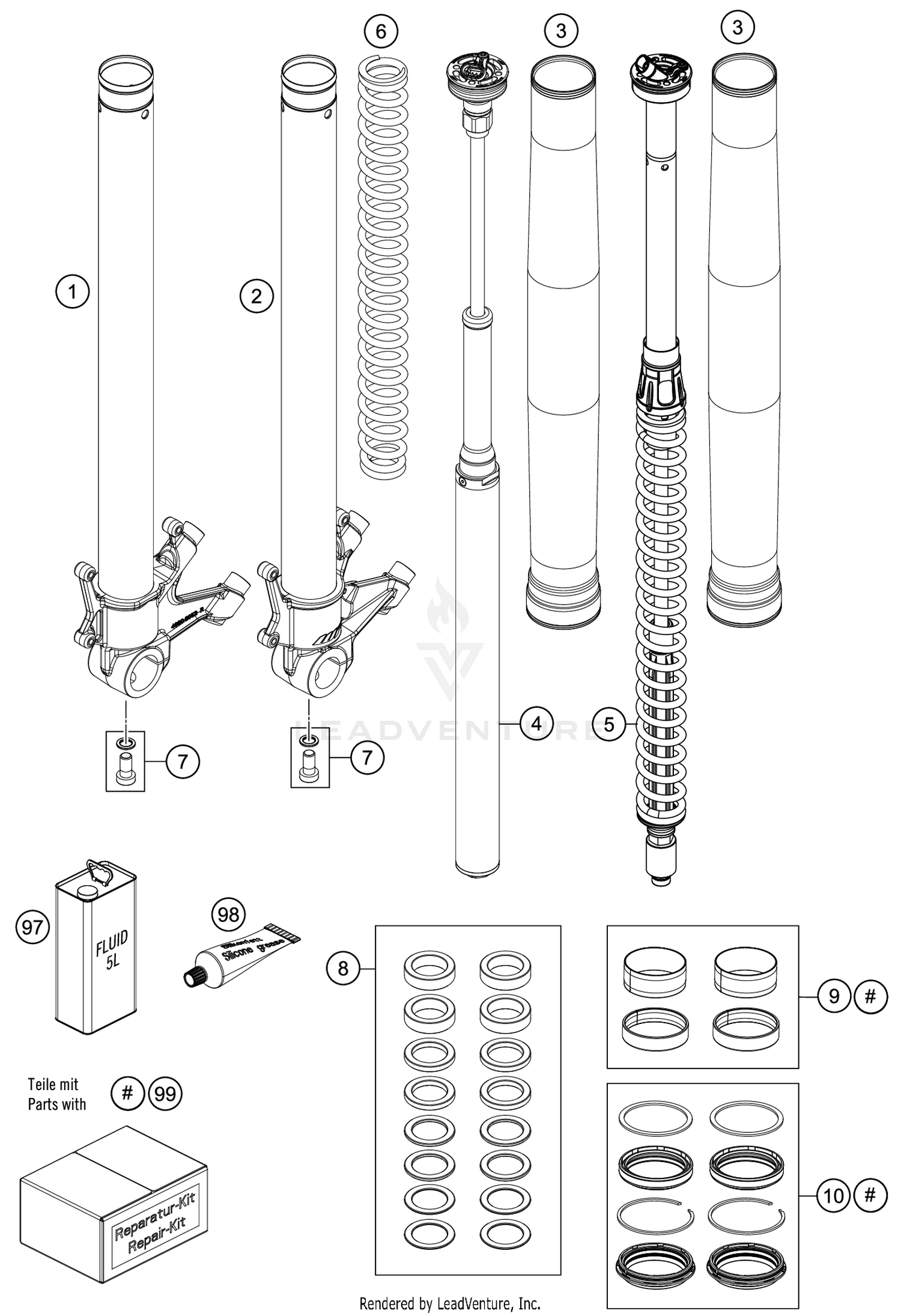 FRONT FORK DISASSEMBLED