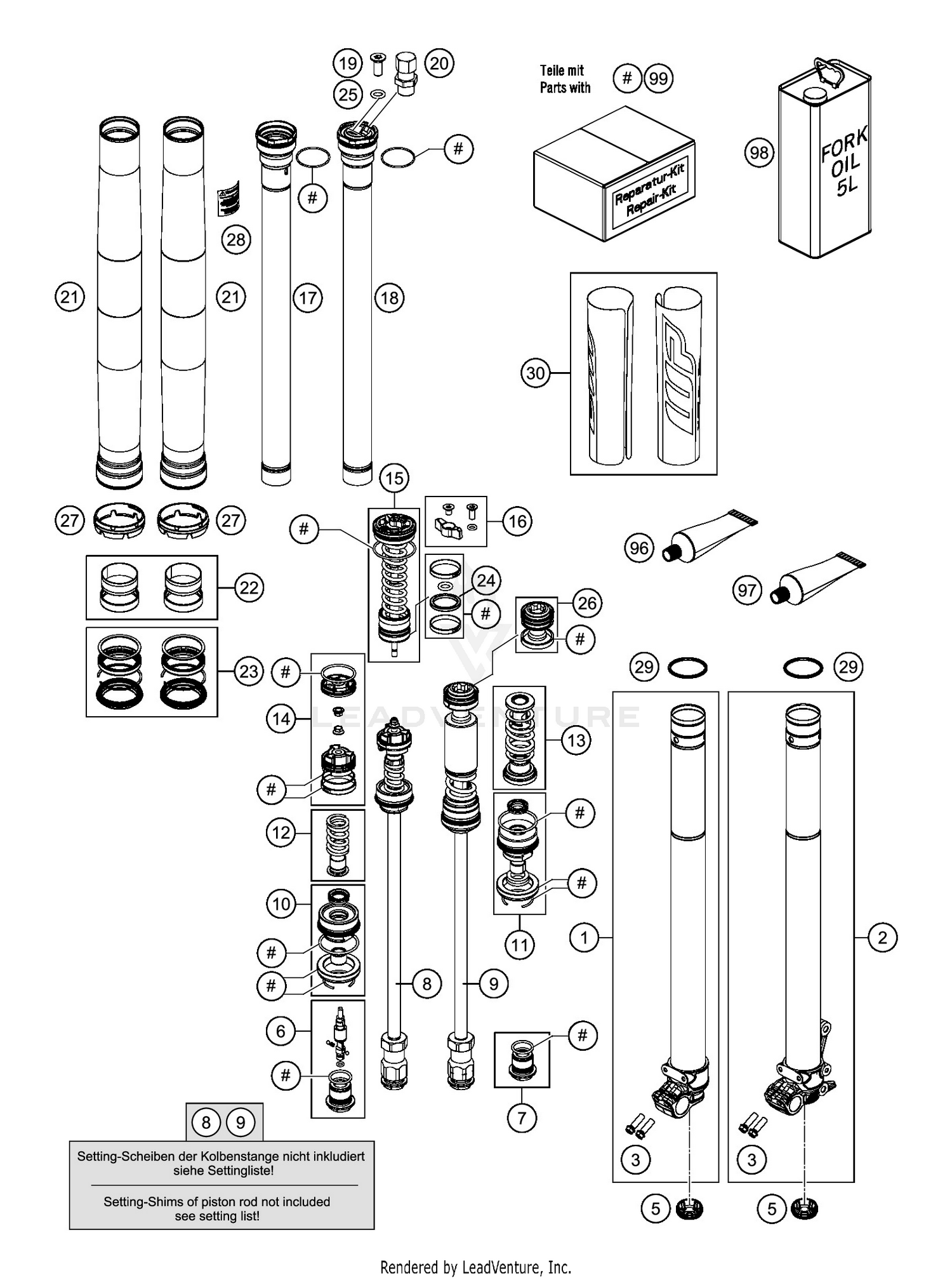 FRONT FORK DISASSEMBLED