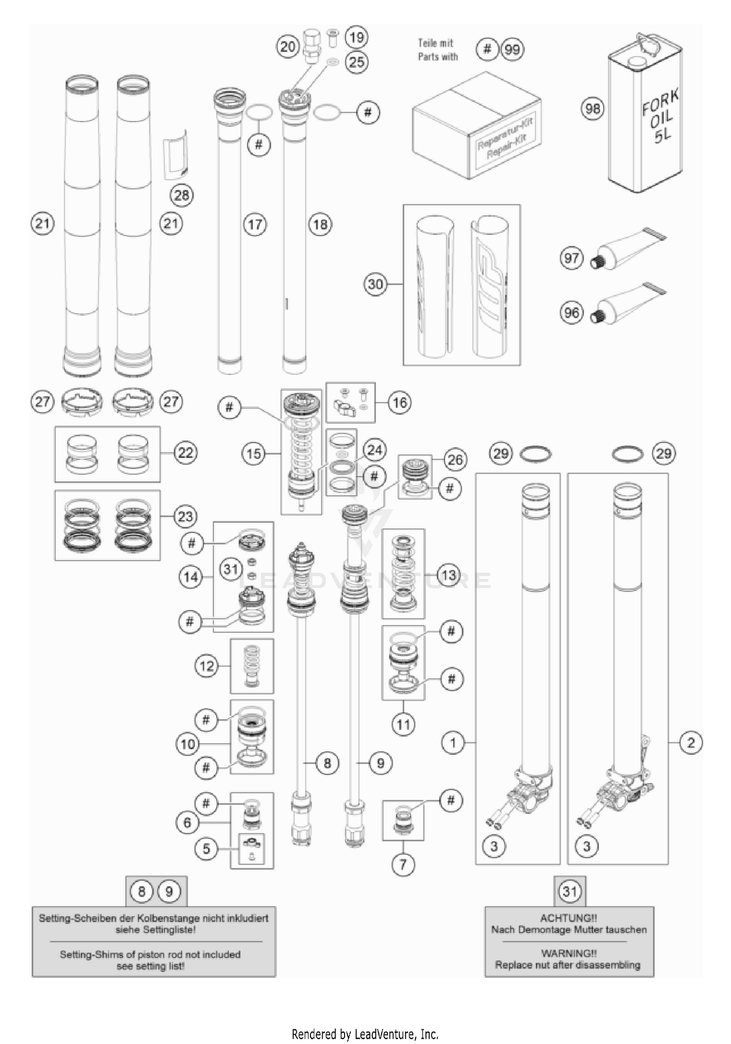 FRONT FORK DISASSEMBLED