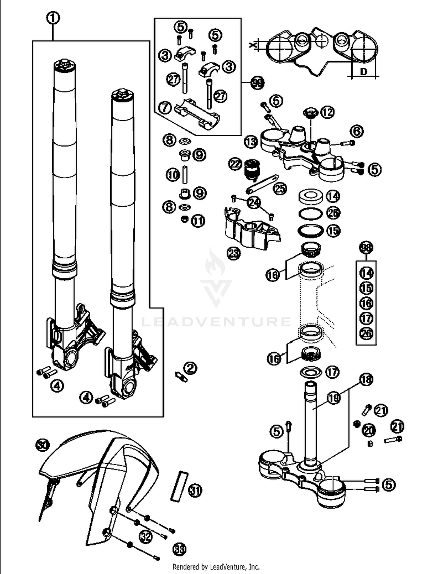 Front Fork, Triple Clamp