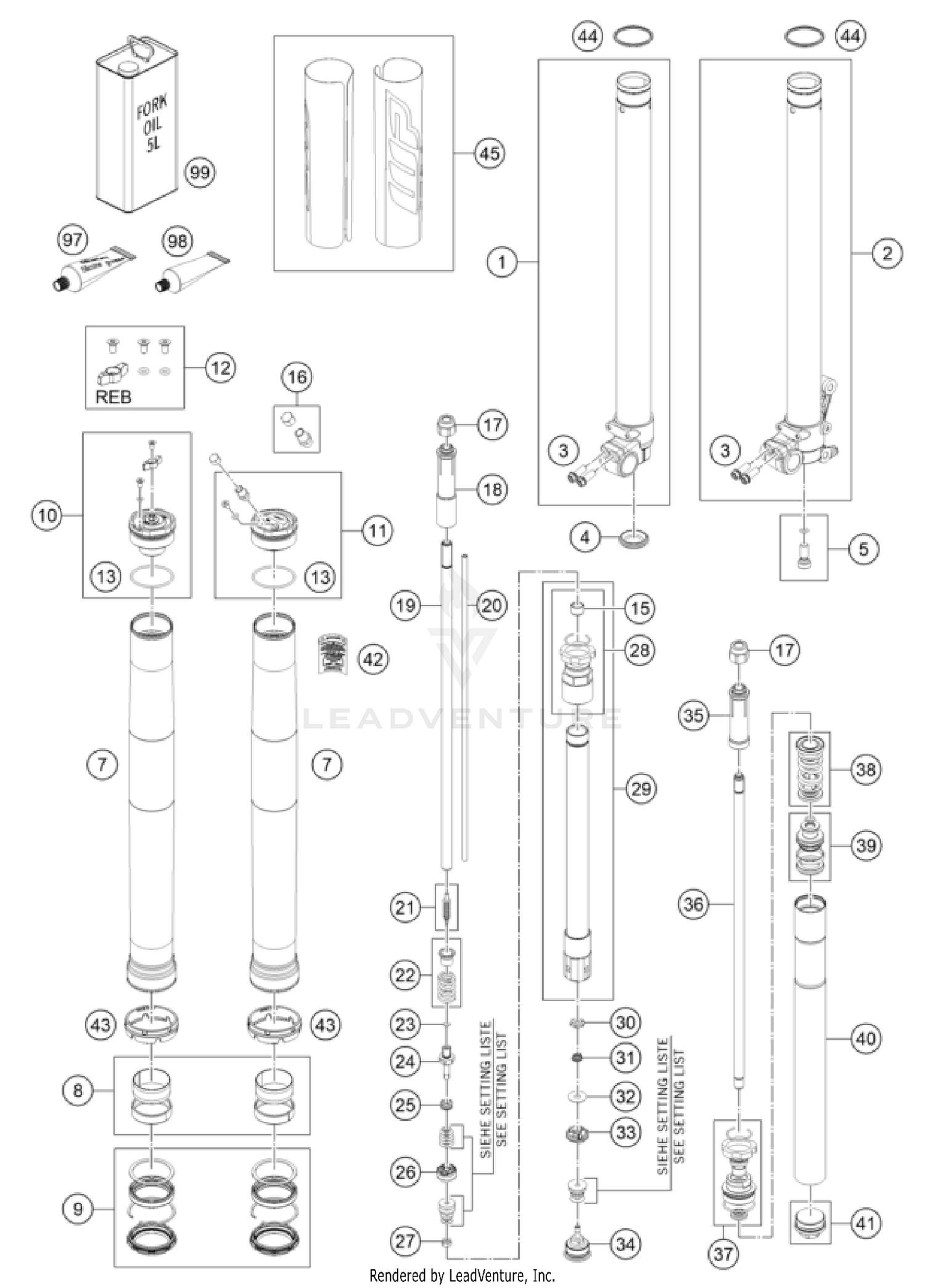 FRONT FORK DISASSEMBLED