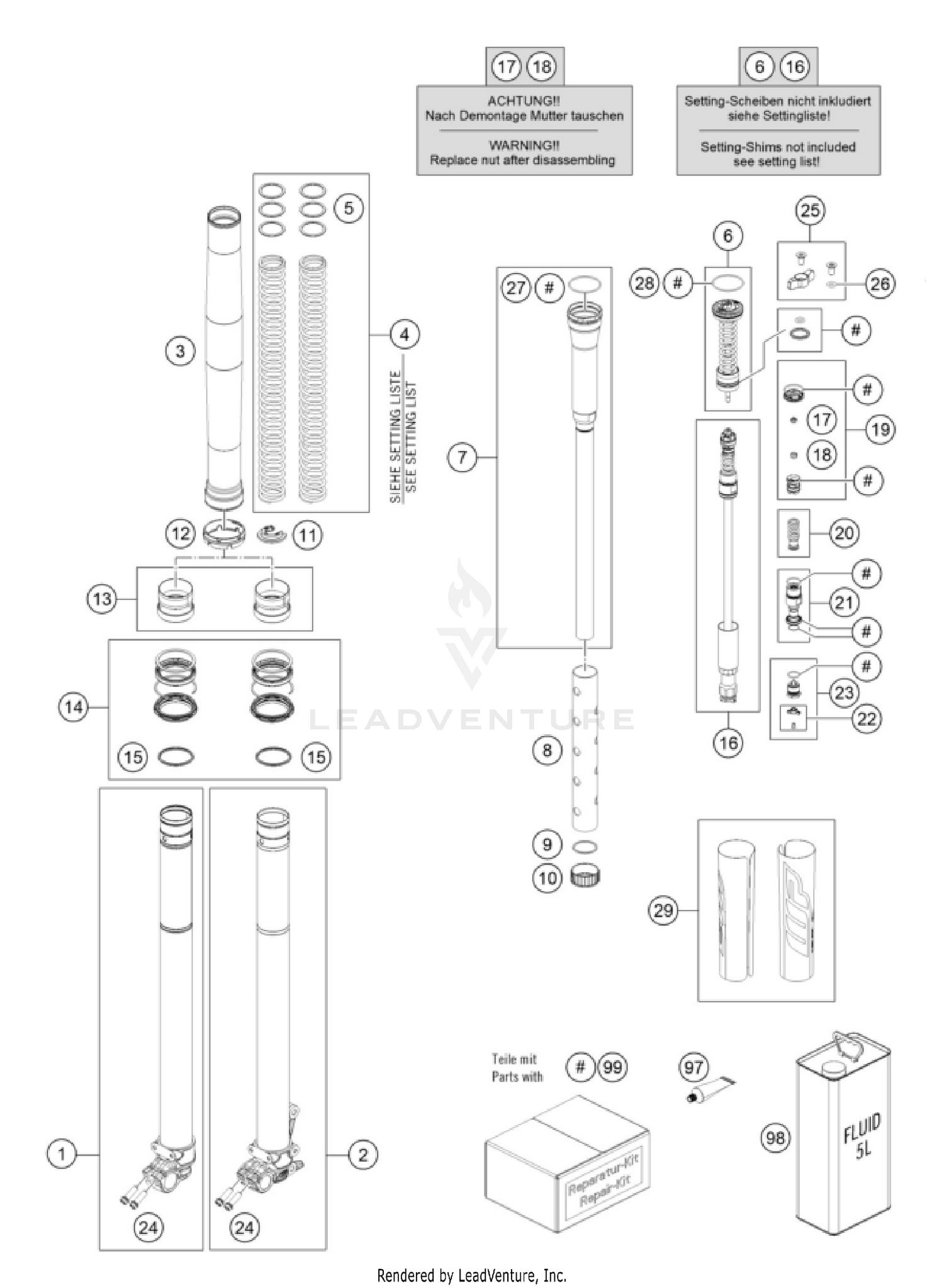 FRONT FORK DISASSEMBLED