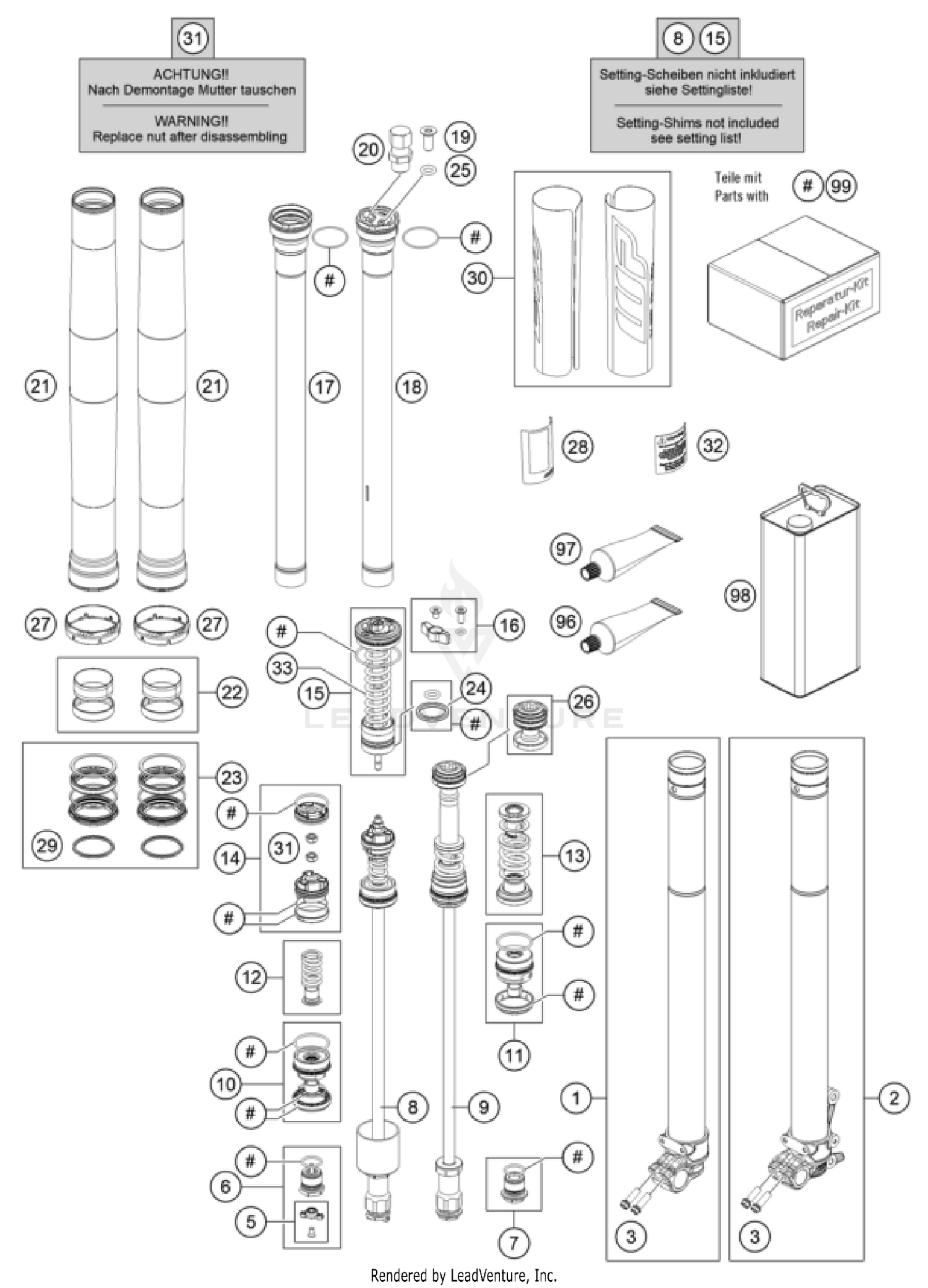 FRONT FORK DISASSEMBLED
