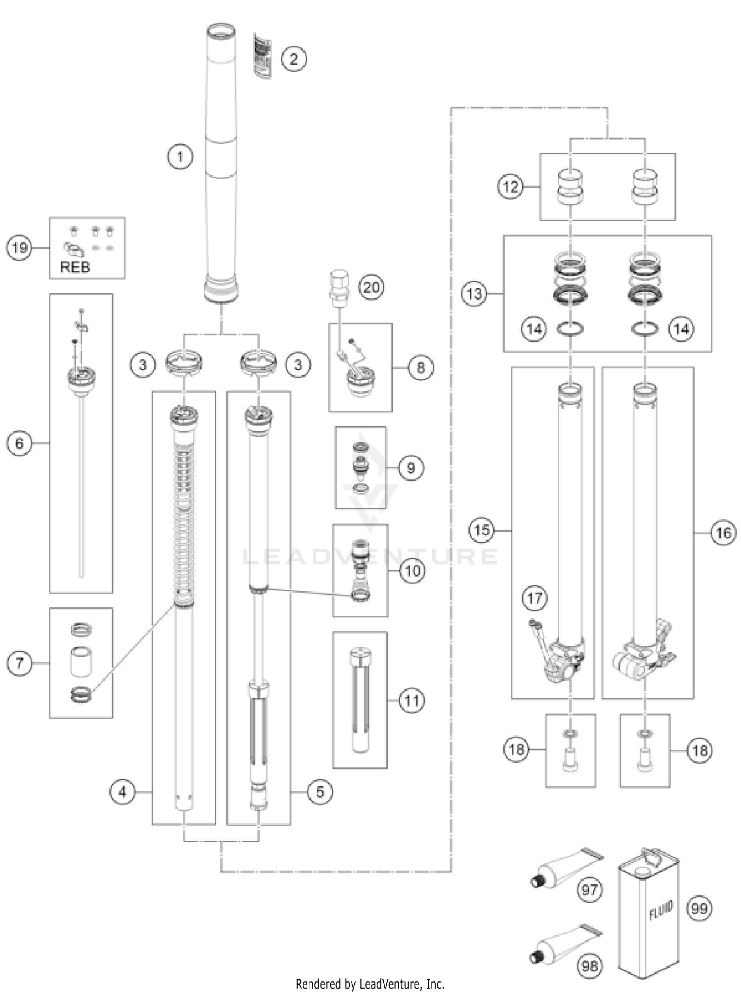 FRONT FORK DISASSEMBLED