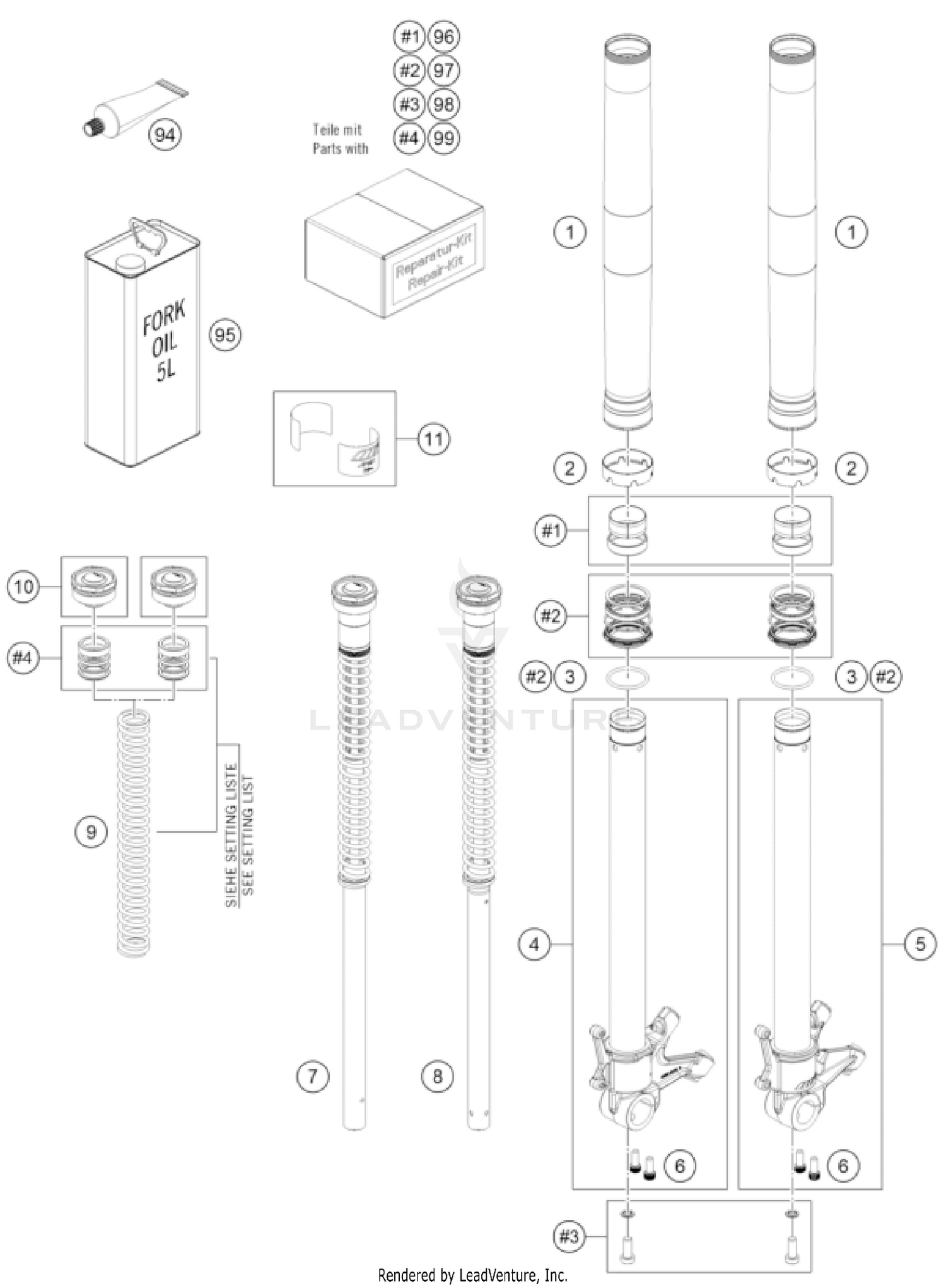 FRONT FORK DISASSEMBLED