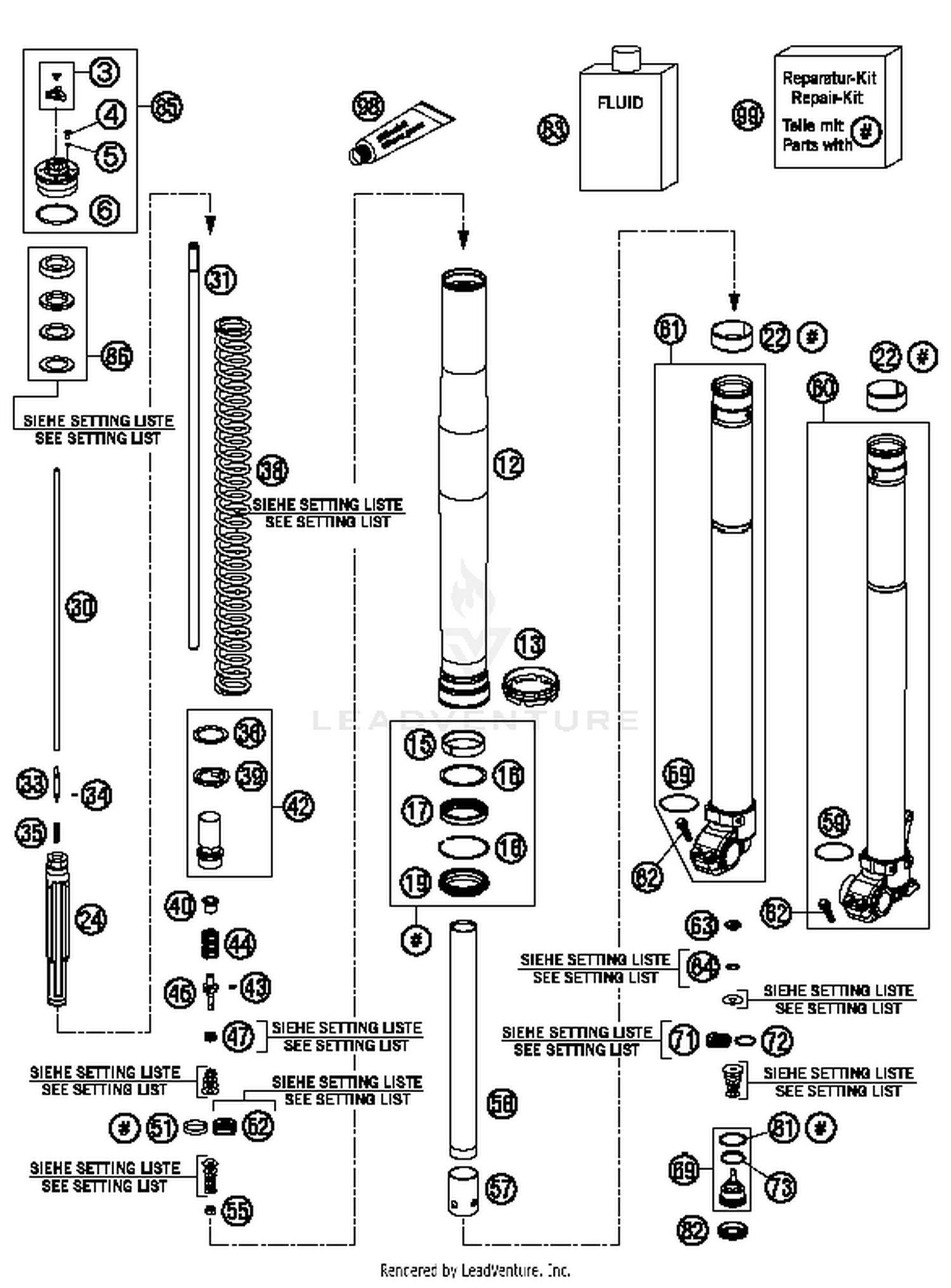 Front Fork, Disassembled