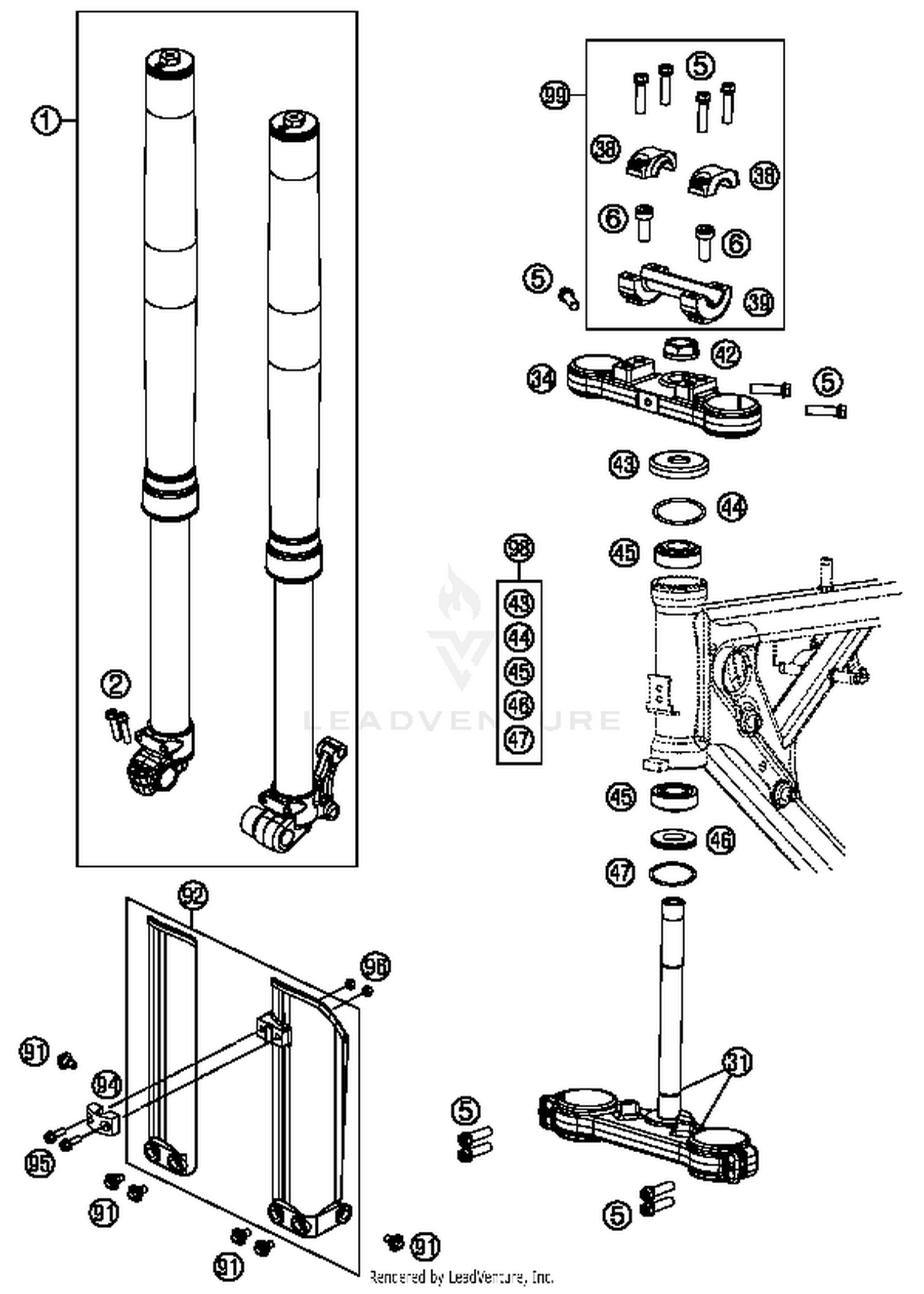 Front Fork, Triple Clamp