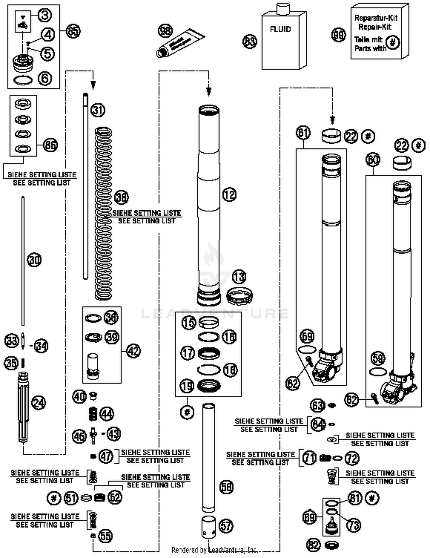 Front Fork, Disassembled