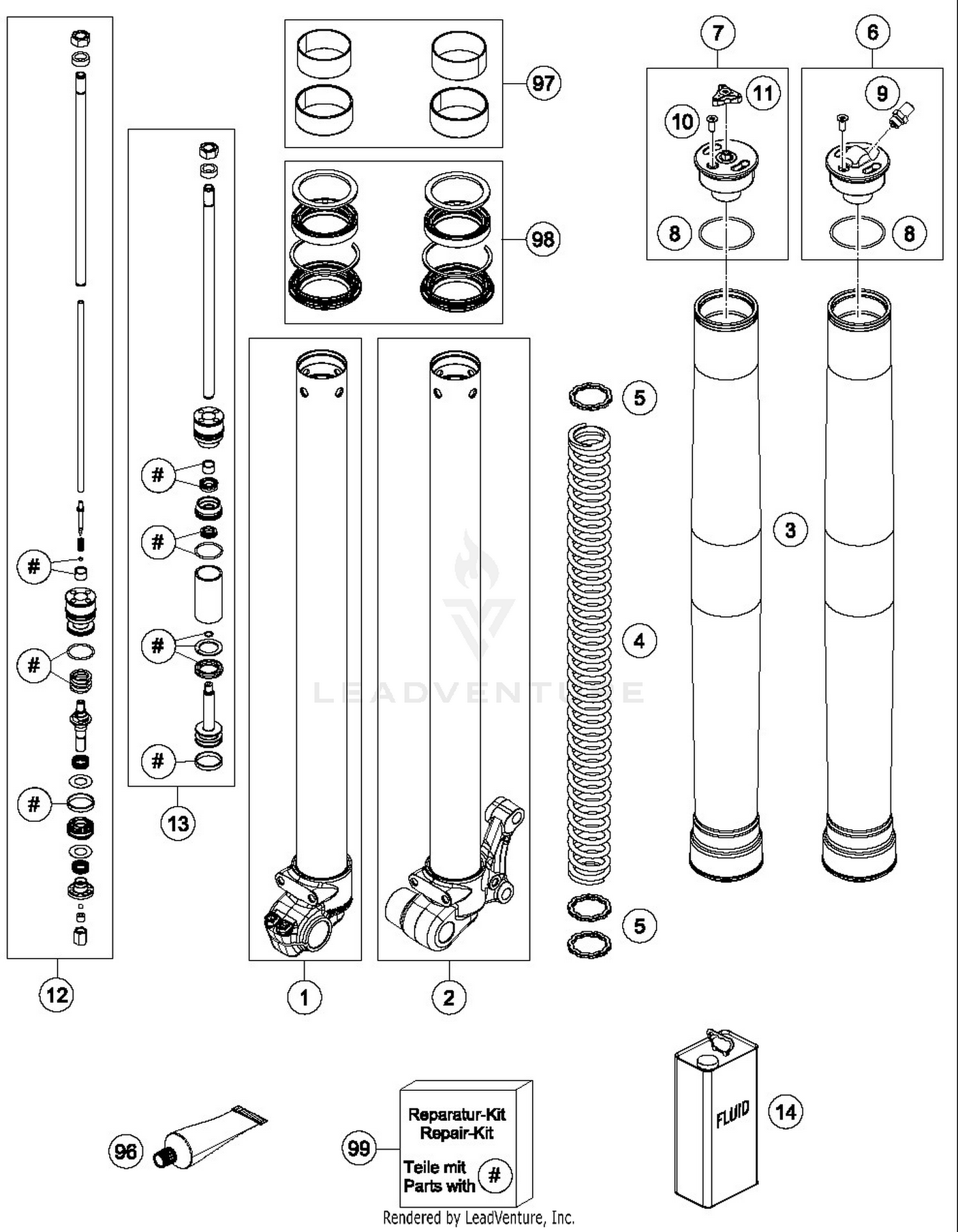 FRONT FORK DISASSEMBLED