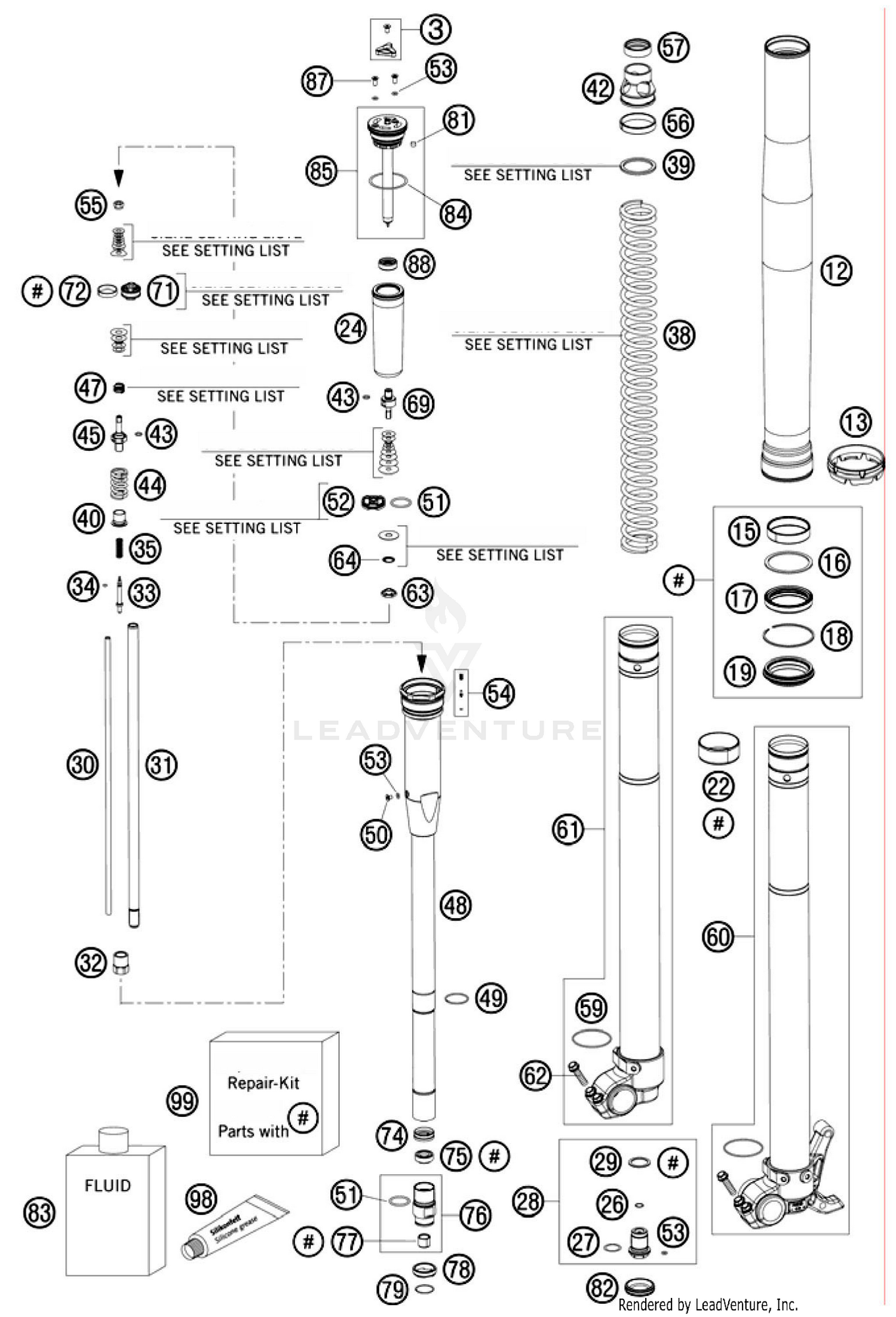 Front Fork, Disassembled