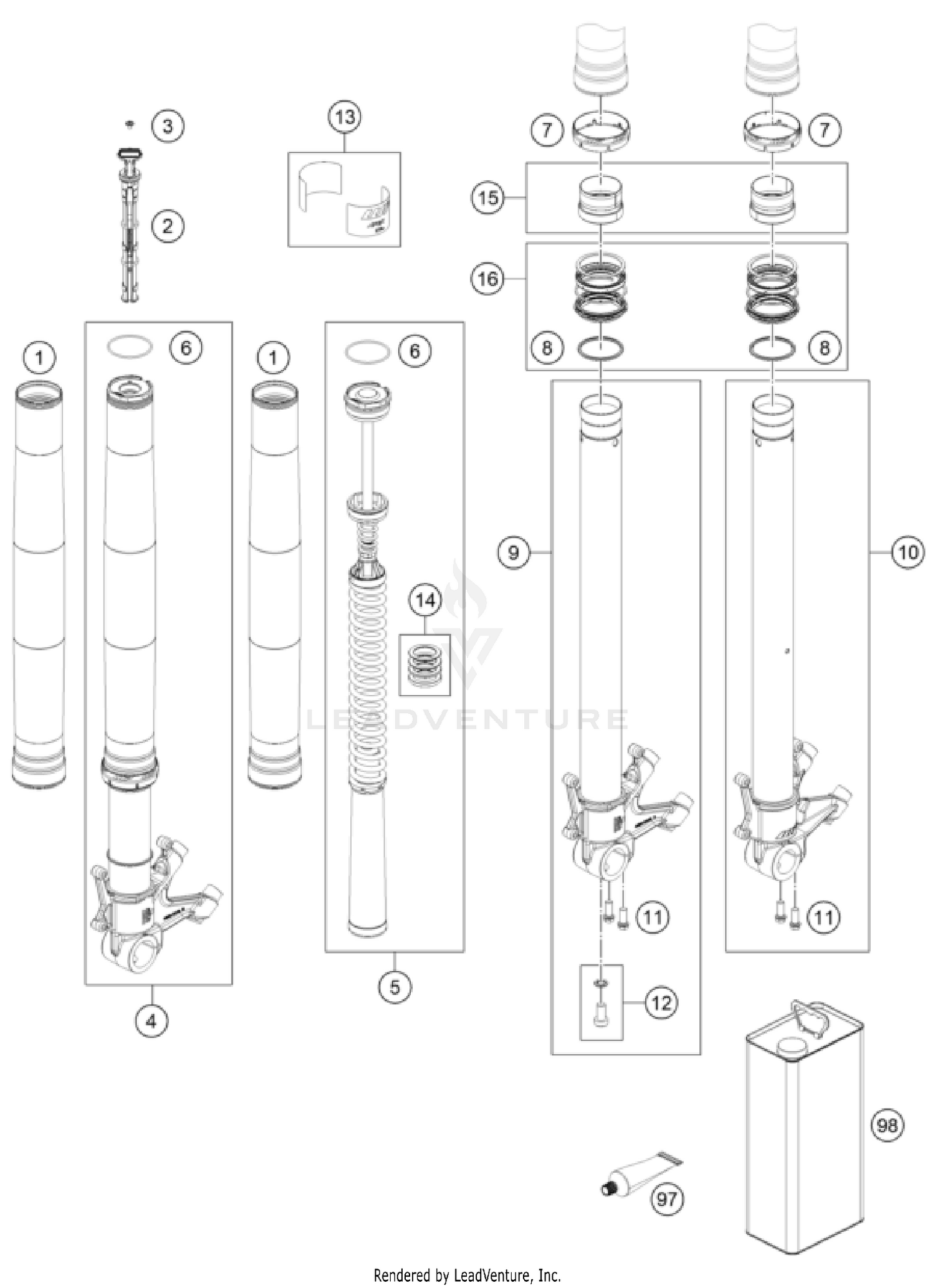 FRONT FORK DISASSEMBLED
