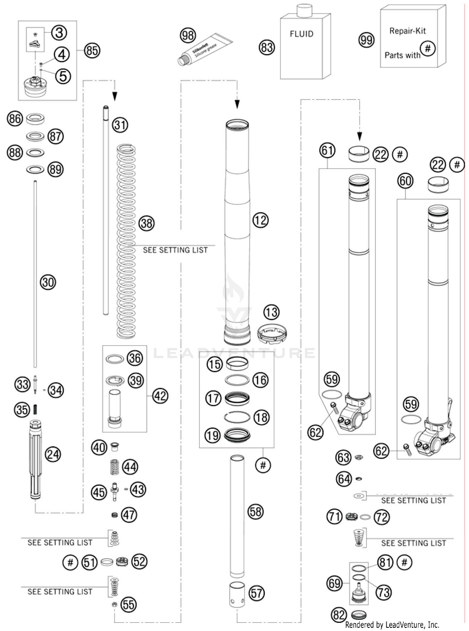 Front Fork, Disassembled