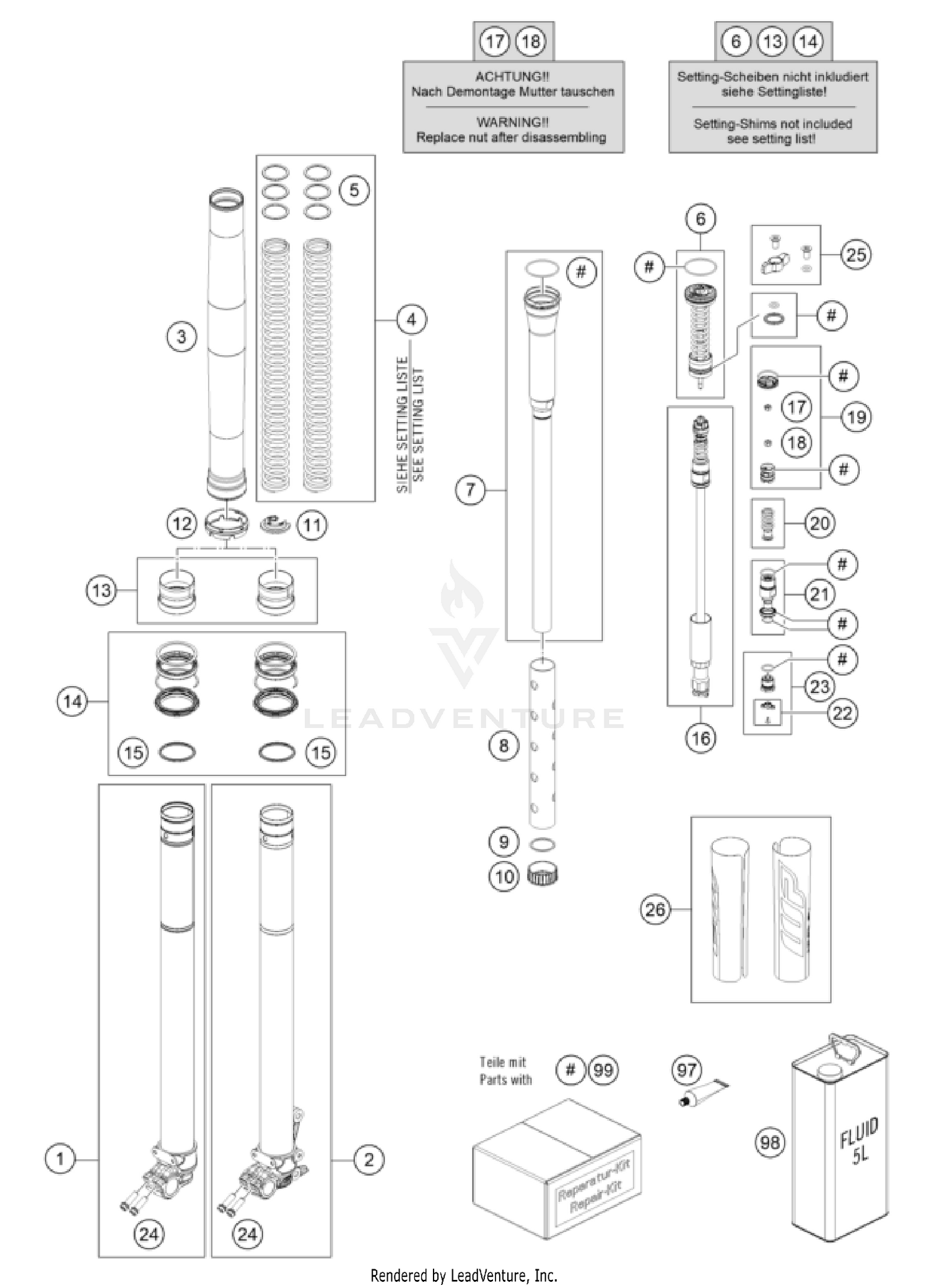 FRONT FORK DISASSEMBLED