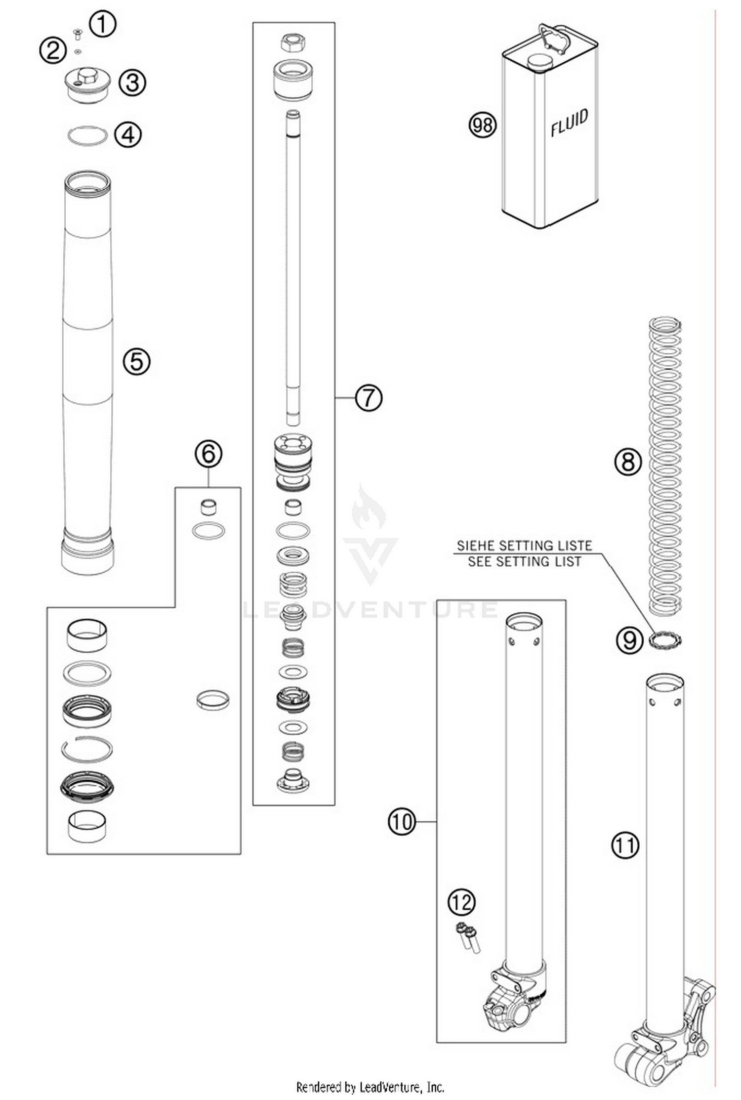 Front Fork, Disassembled