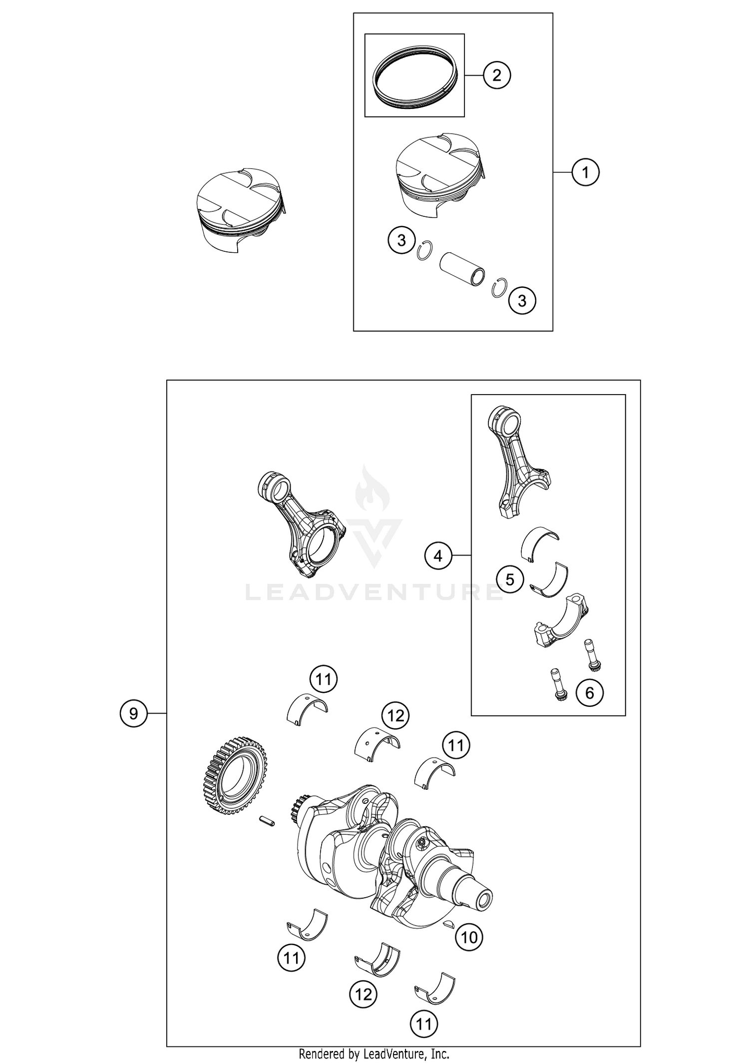 CRANKSHAFT, PISTON