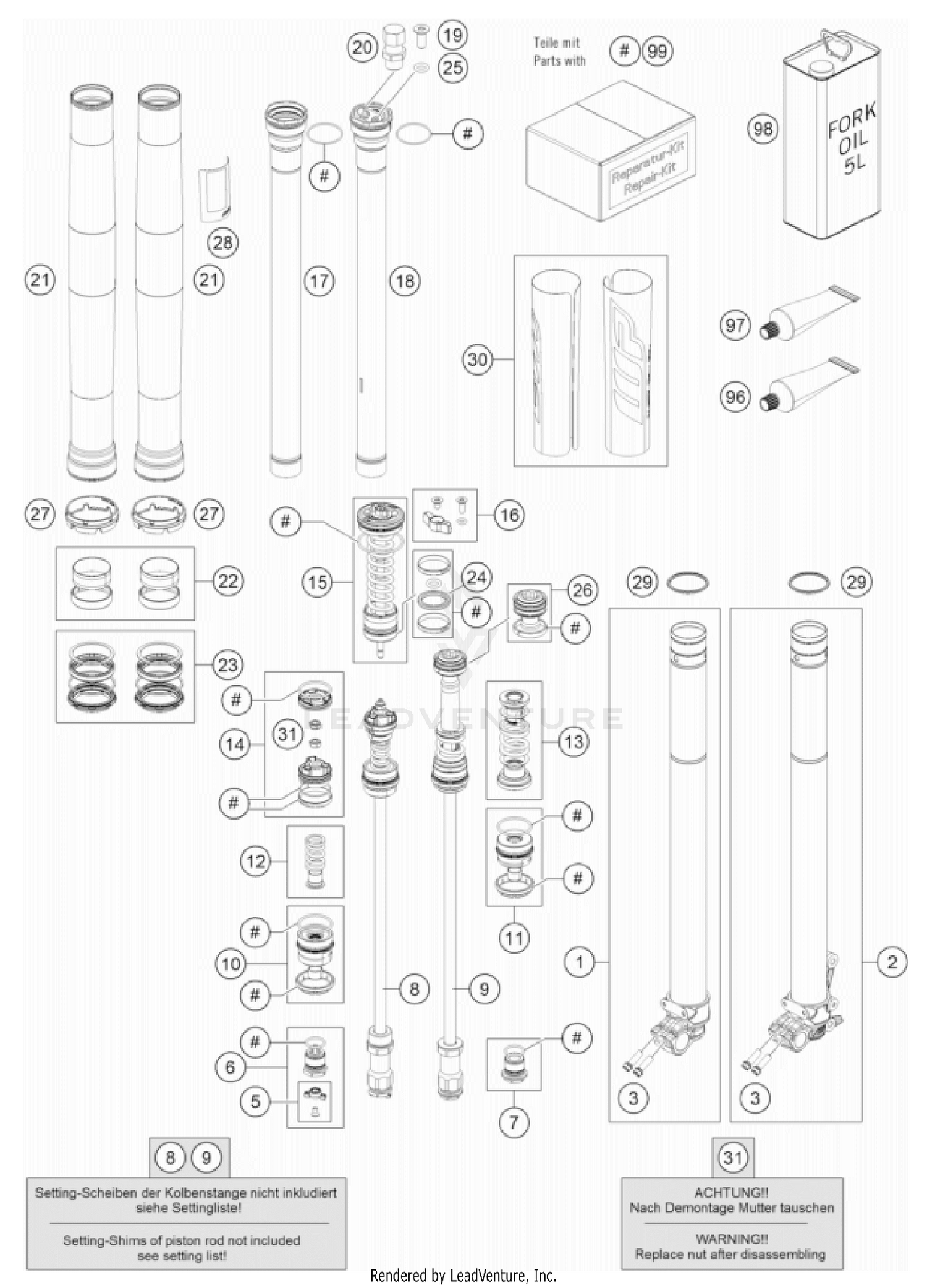 FRONT FORK DISASSEMBLED