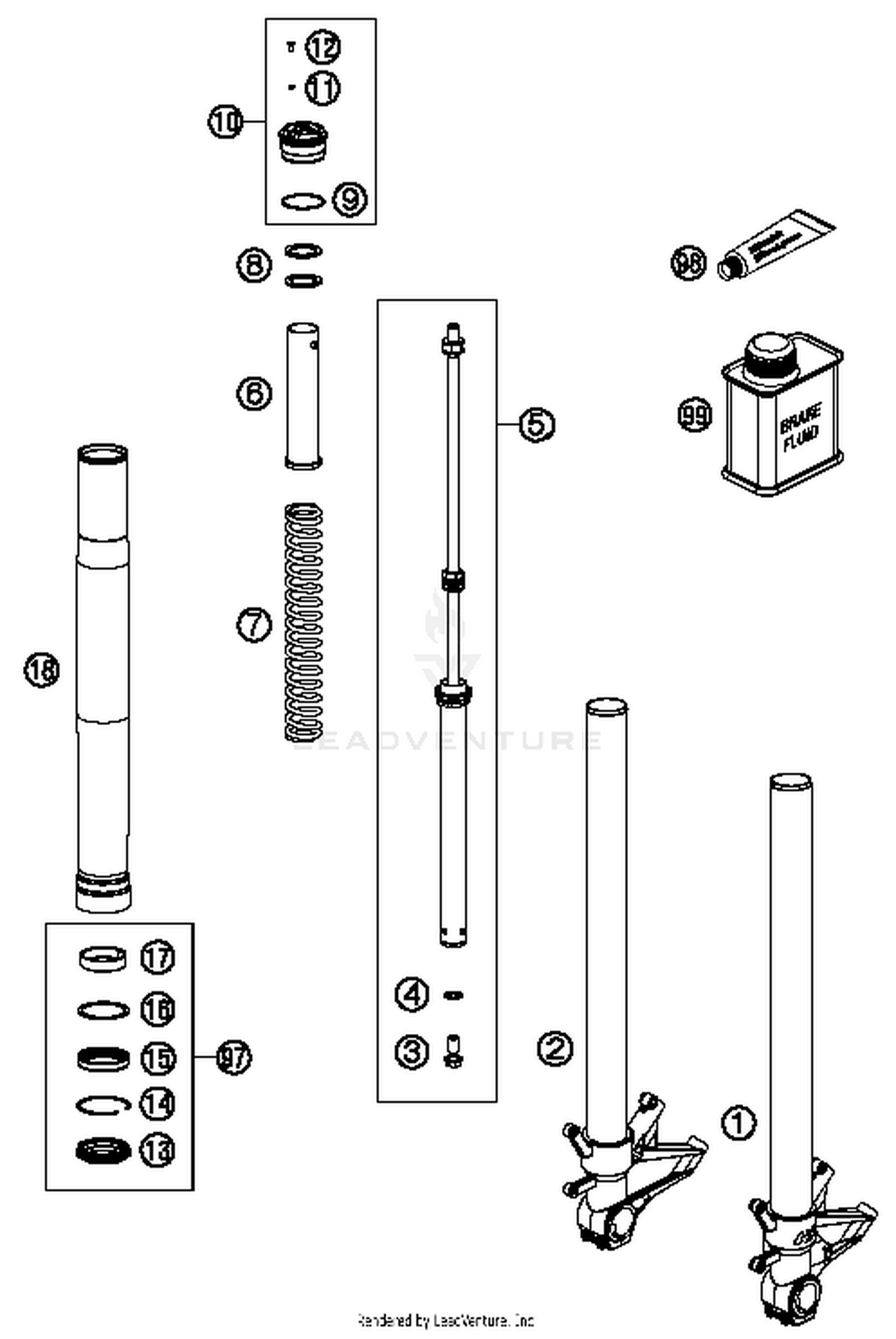 Front Fork, Disassembled