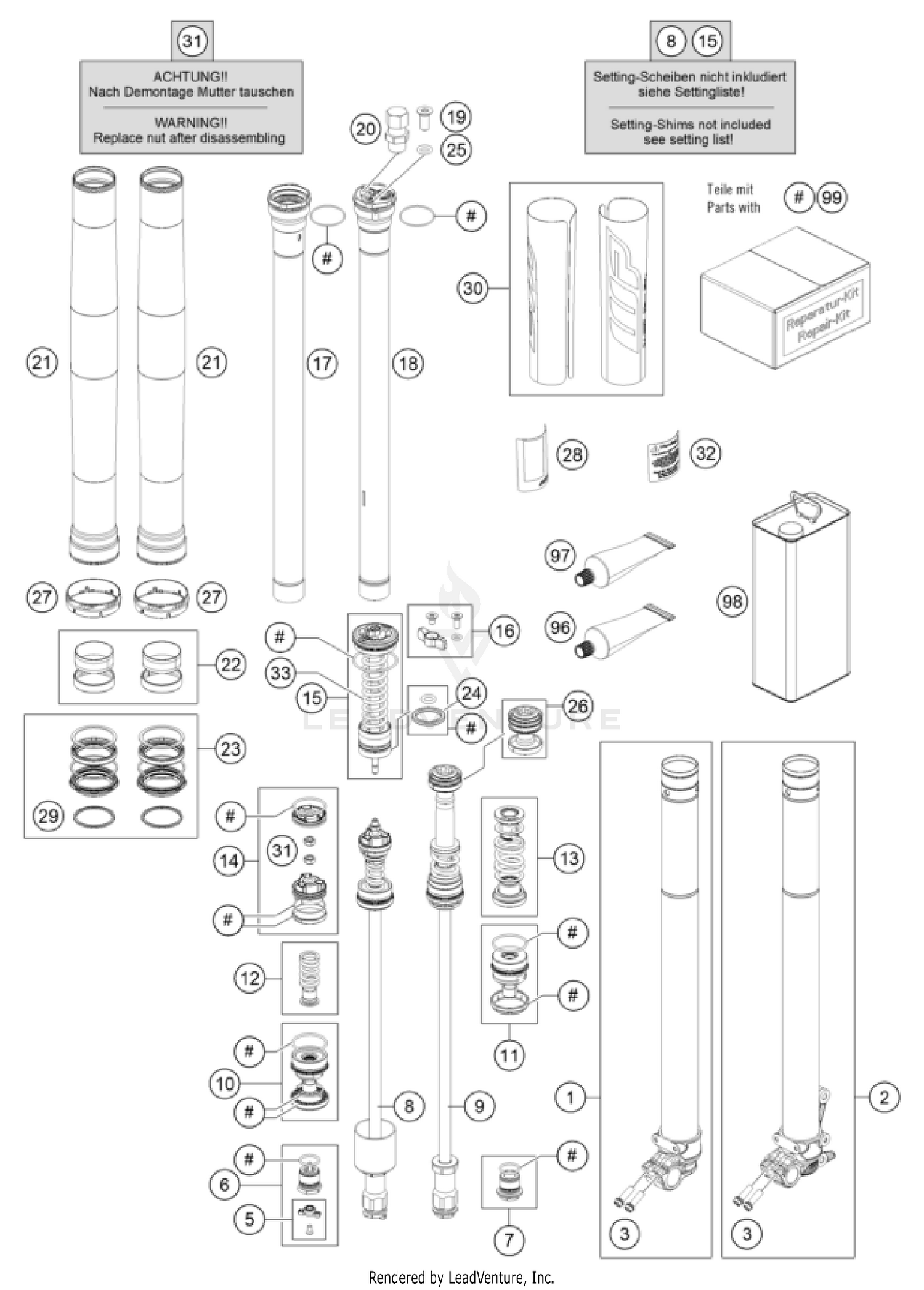 FRONT FORK DISASSEMBLED